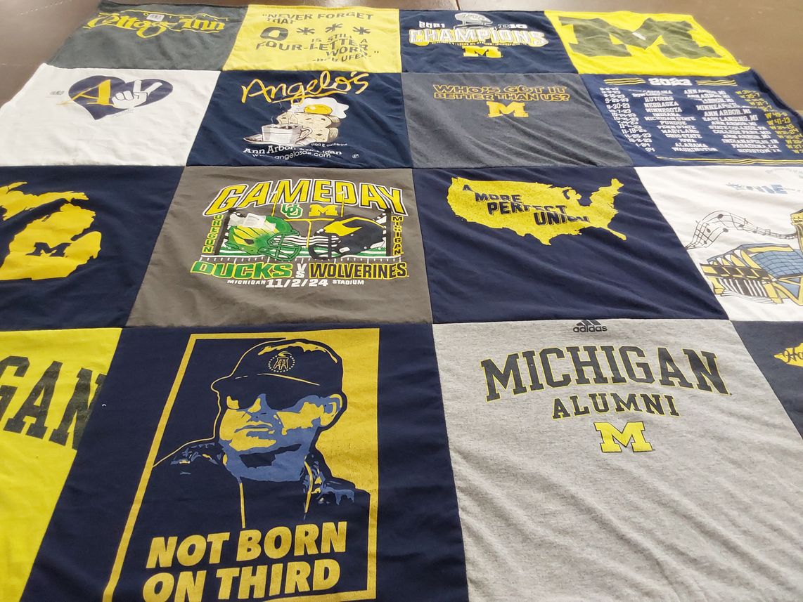 T-shirt quilt featuring university of michigan wolverines by Jack from NC