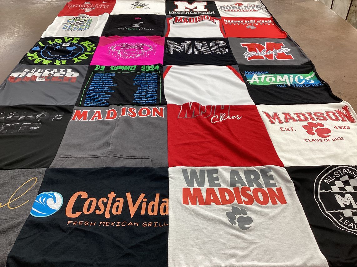 T-shirt quilt featuring madison high school by Nichole from ID