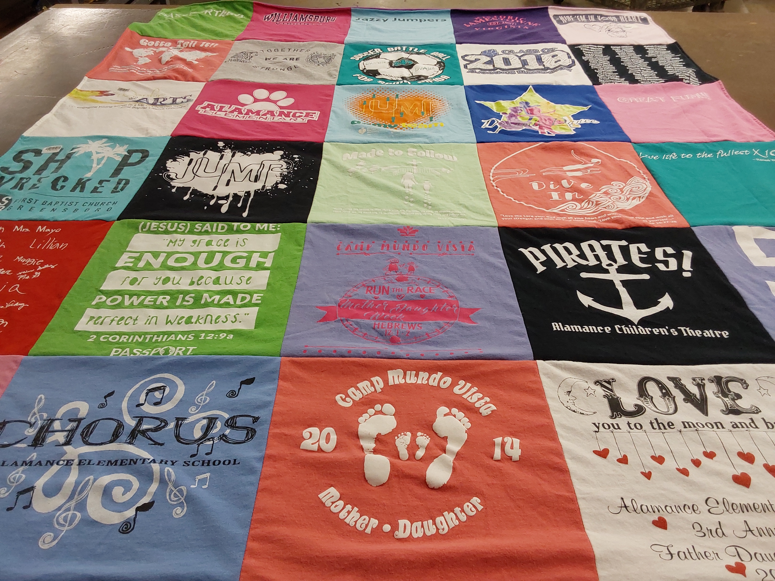 T-shirt quilt from alamance elementary school by Marie from NC