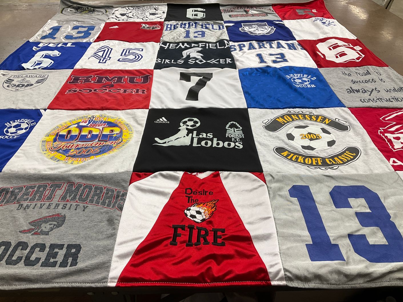 T-shirt quilt featuring hempfield soccer, forest fc by Alahna from PA