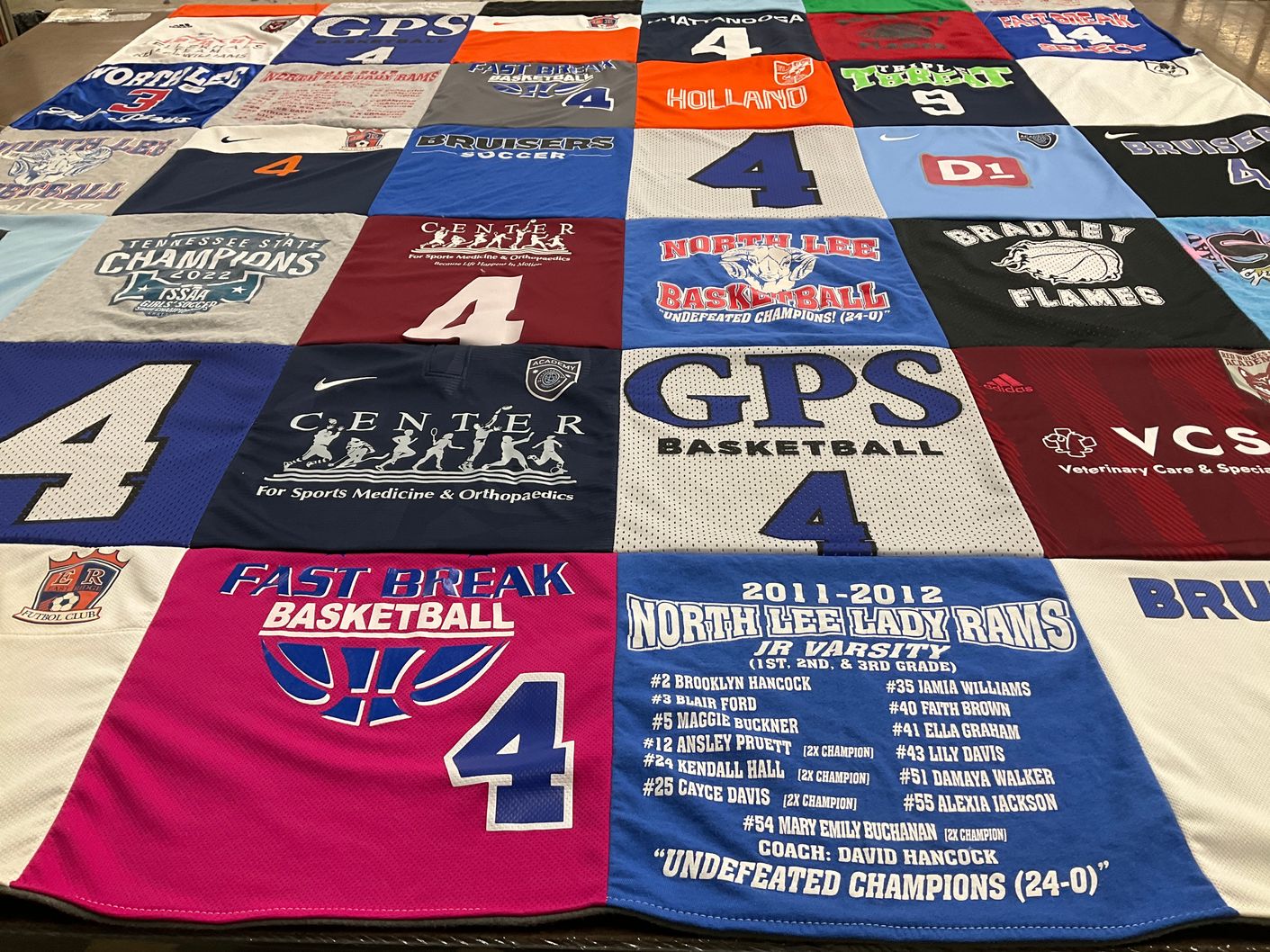 T-shirt quilt featuring north lee basketball, bradley flames by tracie from TN