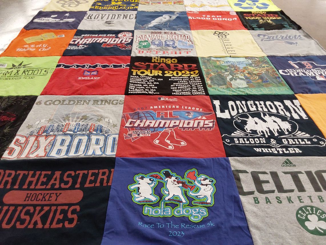 T-shirt quilt featuring boston red sox, new england patriots by Gregory from RI