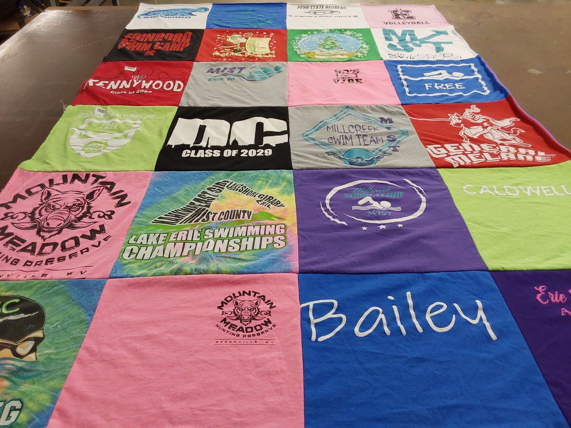 T-shirt quilt featuring millcreek swim team by Cassandra from PA