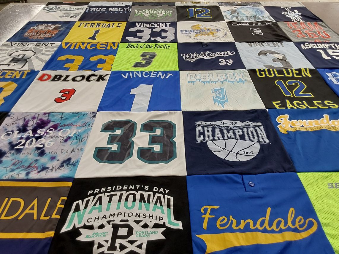 T-shirt quilt featuring d-block, golden eagles by Veronica from WA