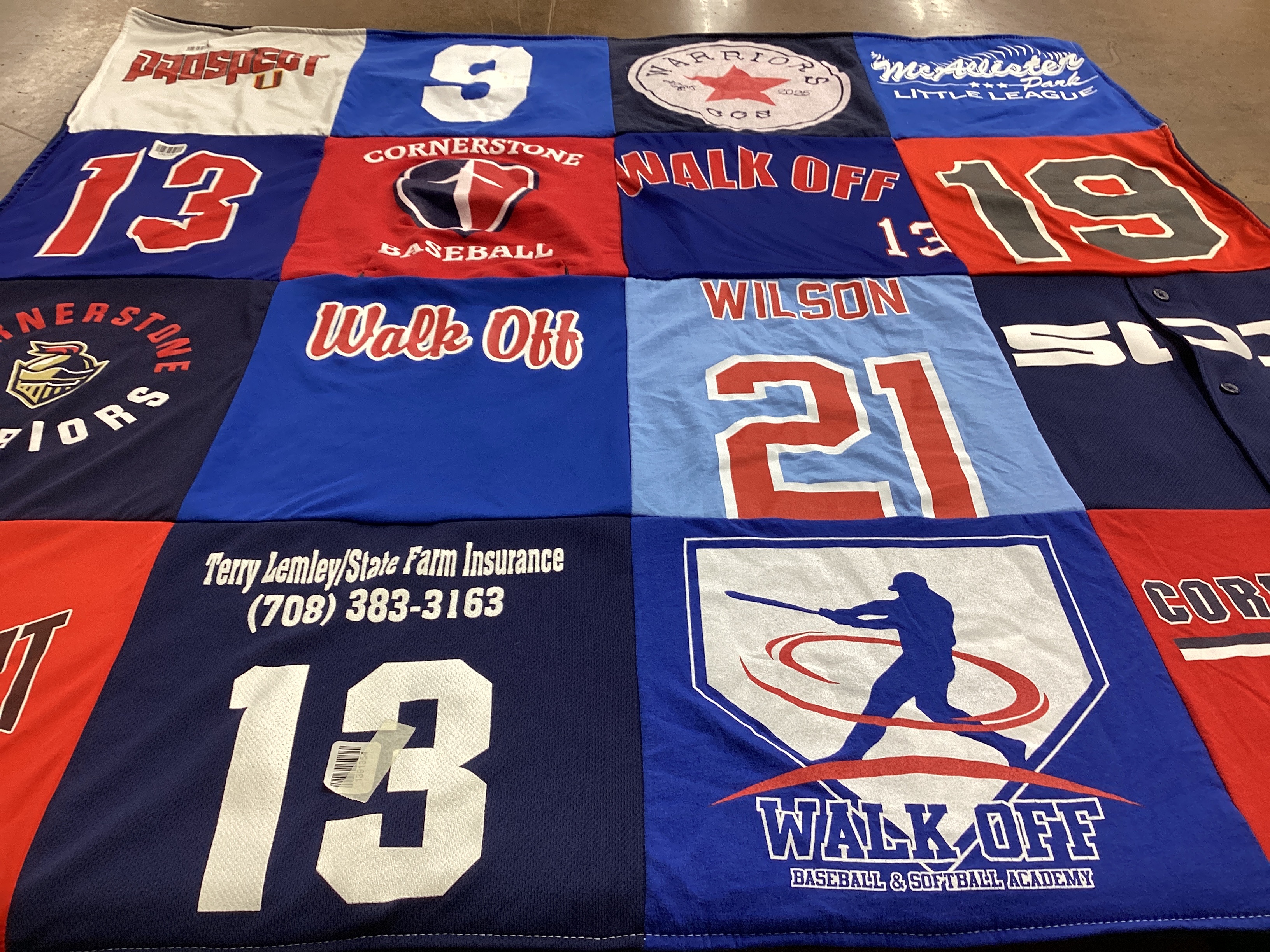 T-shirt quilt featuring cornerstone warriors by Jamie from TX