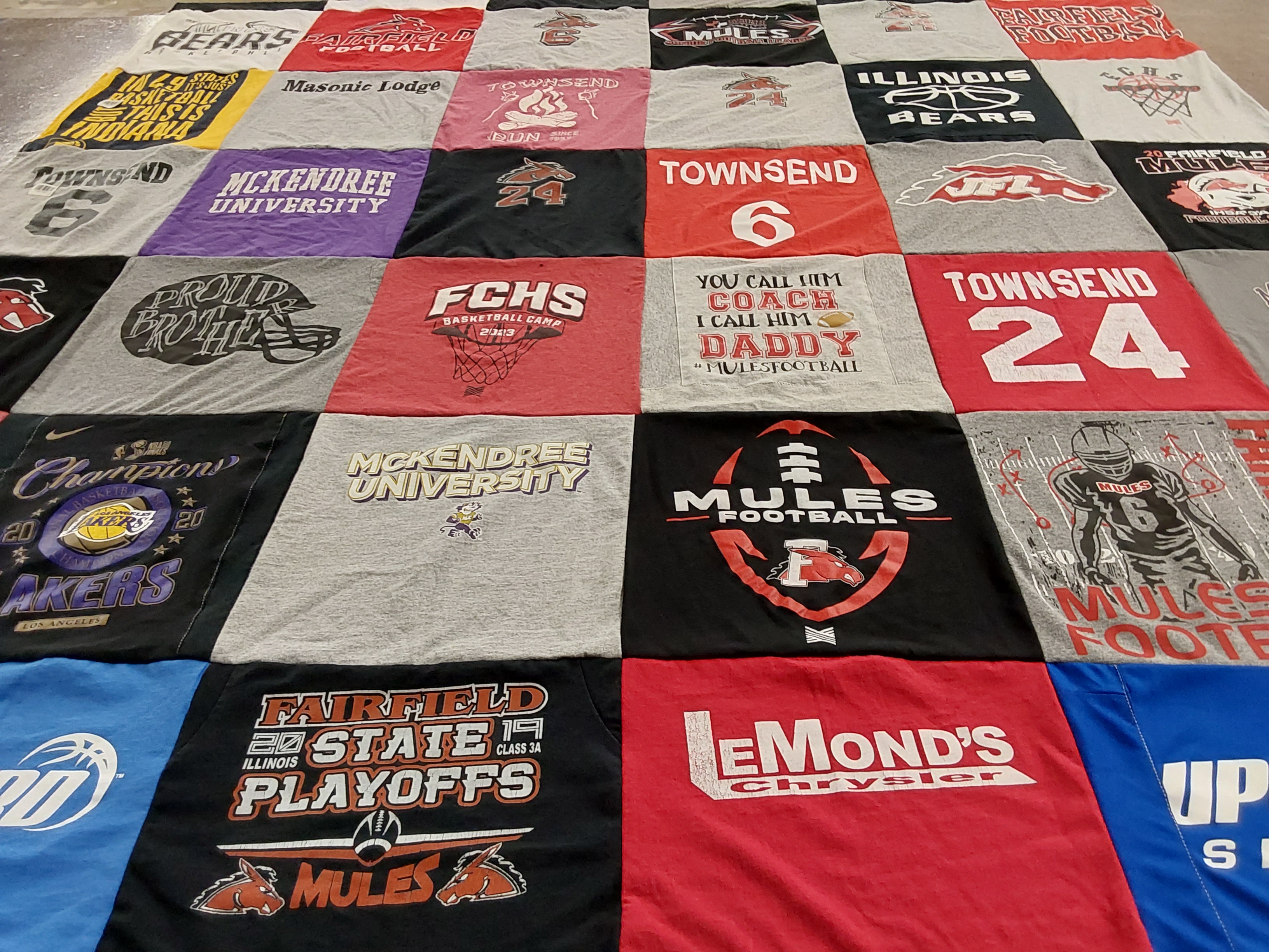 T-shirt quilt featuring mules football by Justin from IL