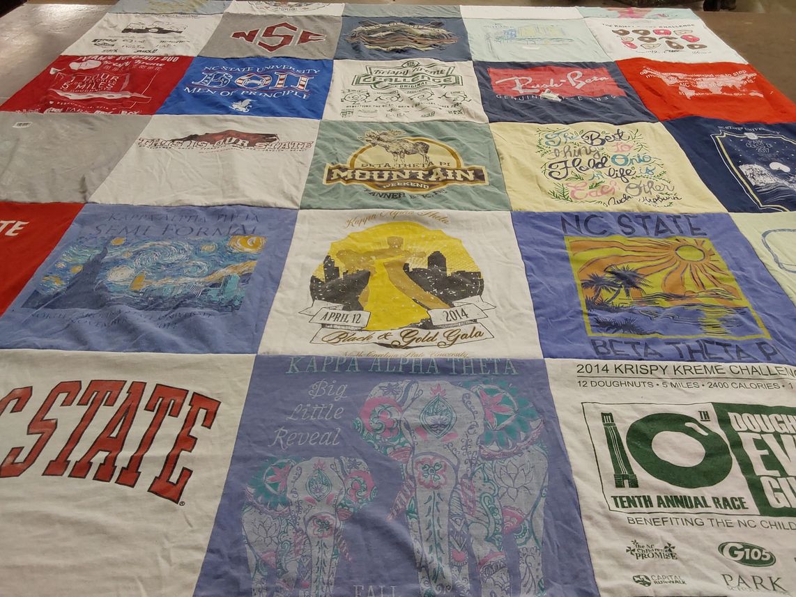 T-shirt quilt featuring north carolina state university by Christopher from MO