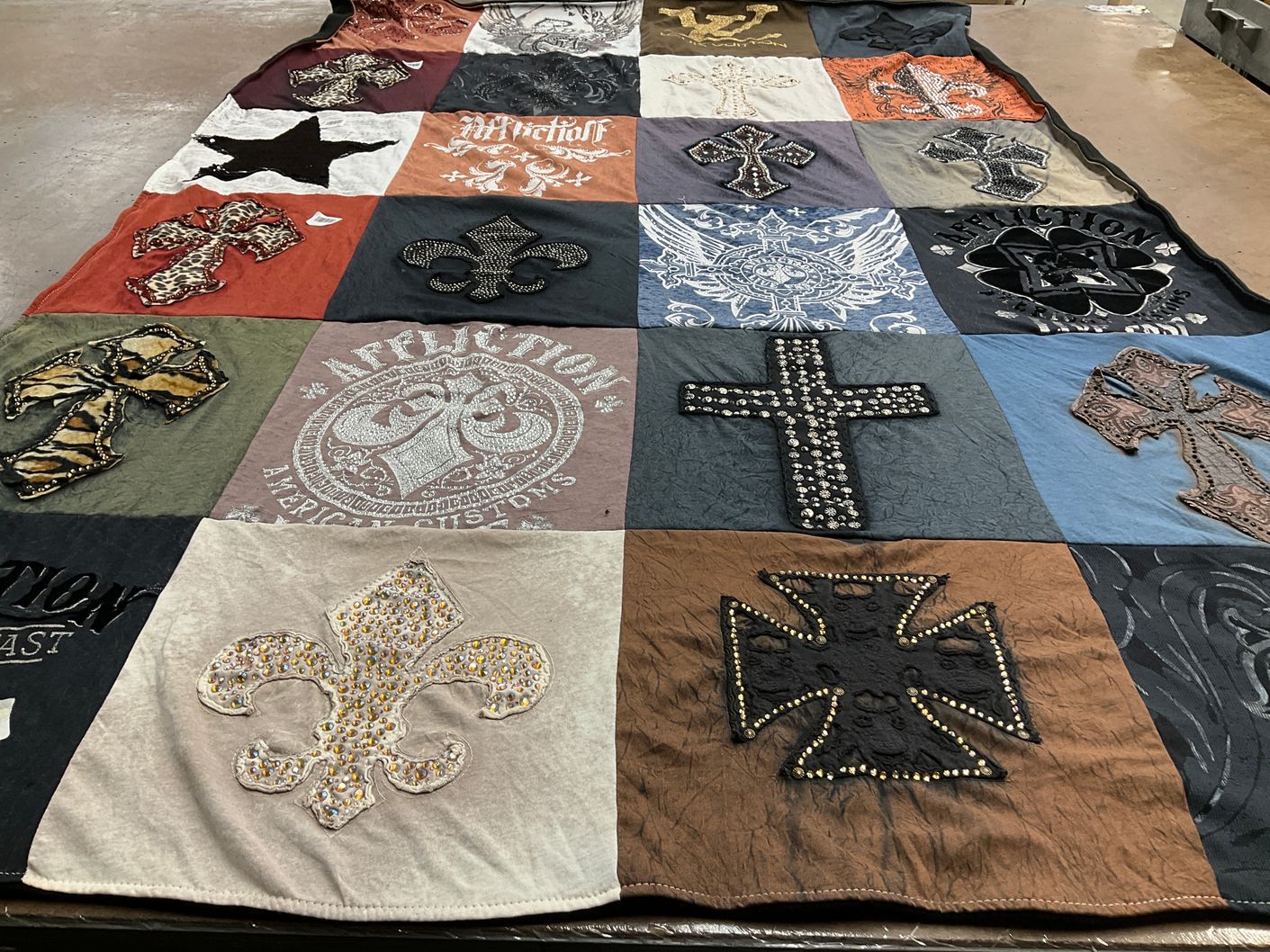 T-shirt quilt with fashion, textiles themes by Sharon from CA
