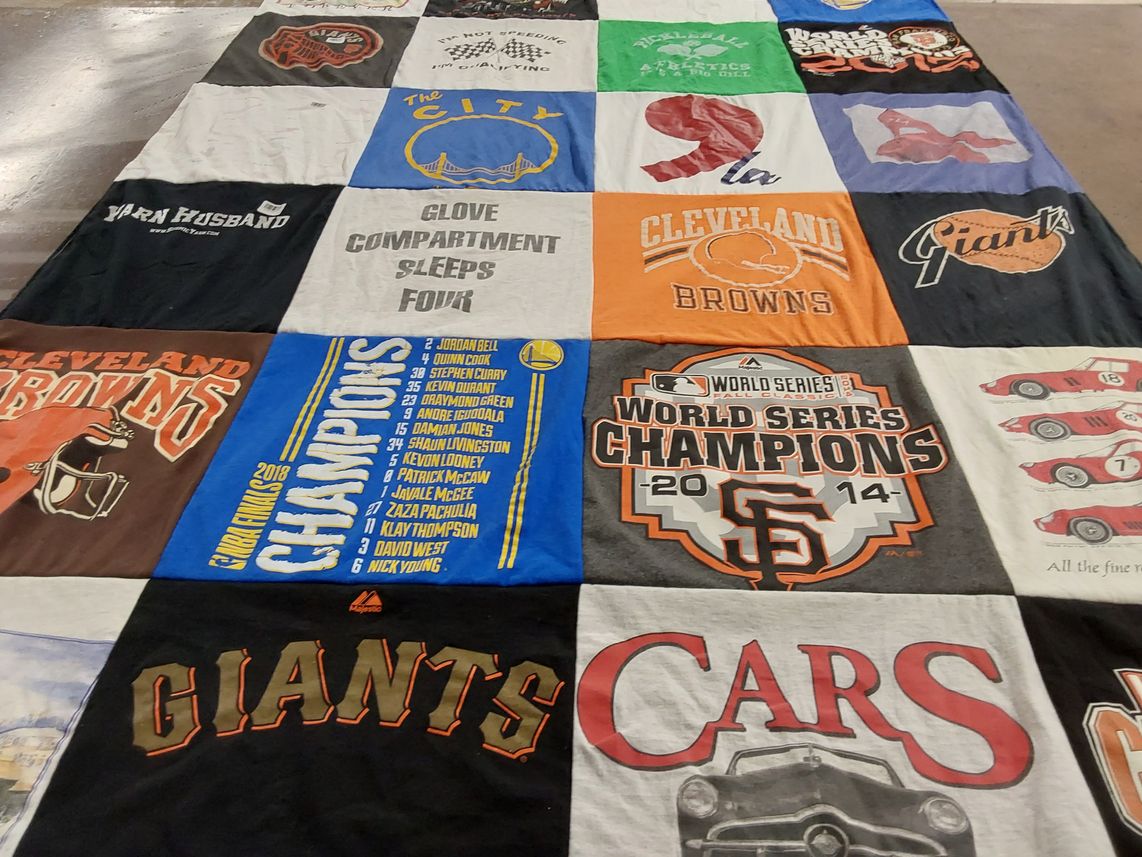 T-shirt quilt featuring cleveland browns, san francisco giants by Nina from PA
