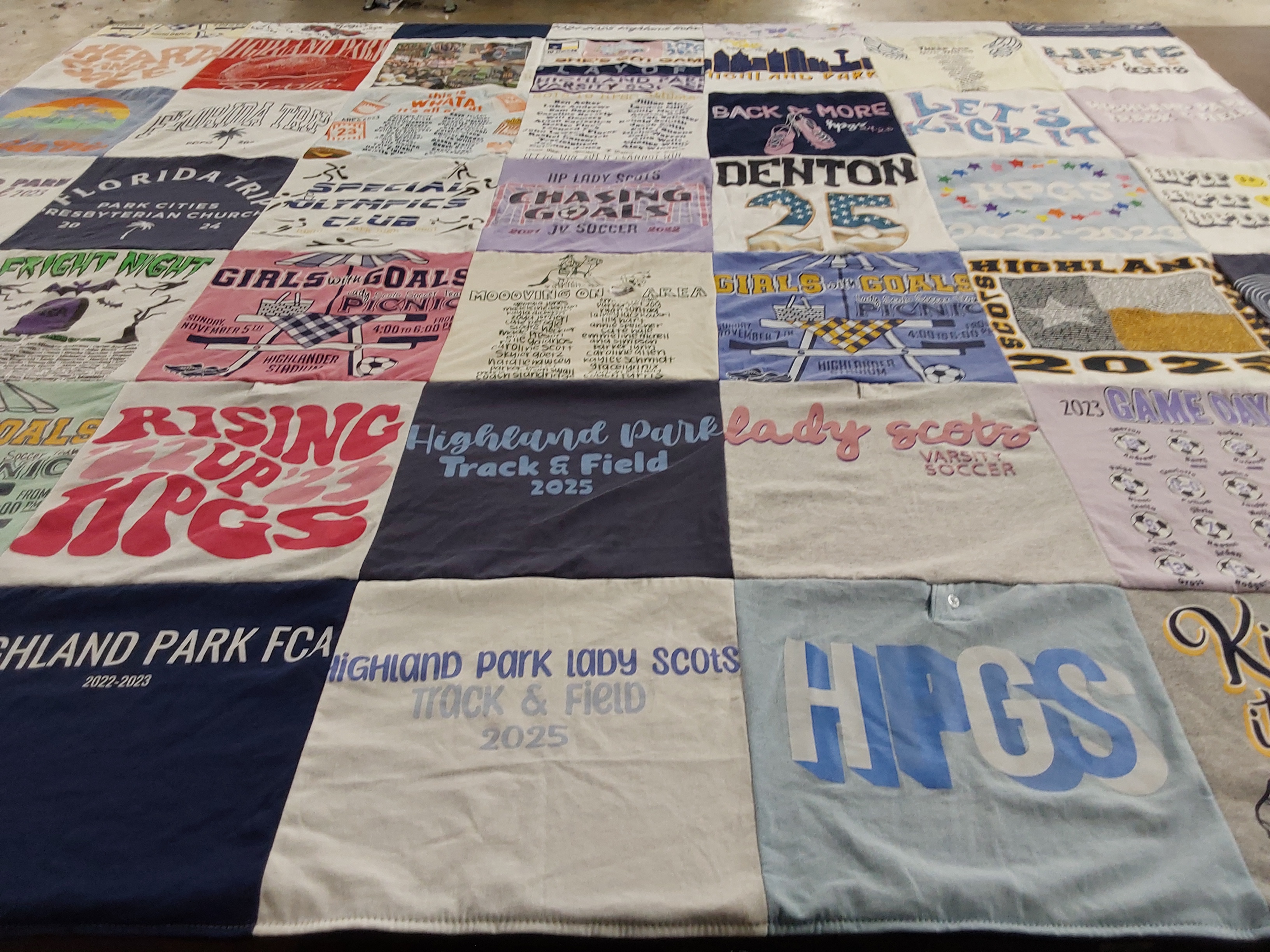T-shirt quilt featuring highland park lady scots soccer team by Kandi from TX