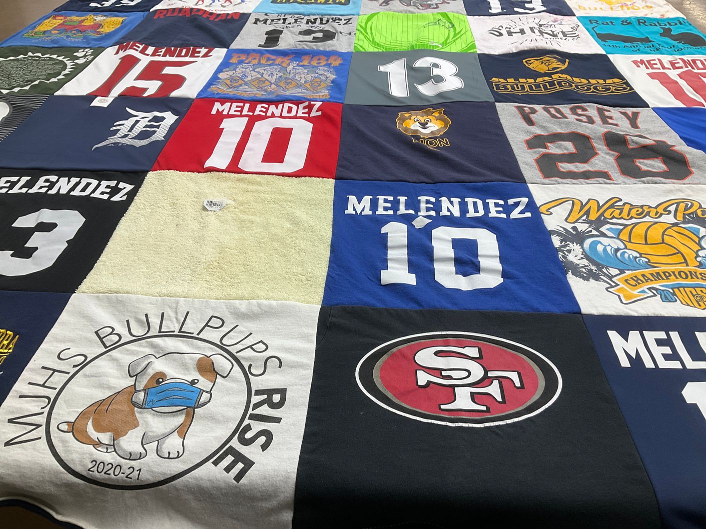 T-shirt quilt featuring mjhs bullpups, alhambra water polo by Eibleis from CA
