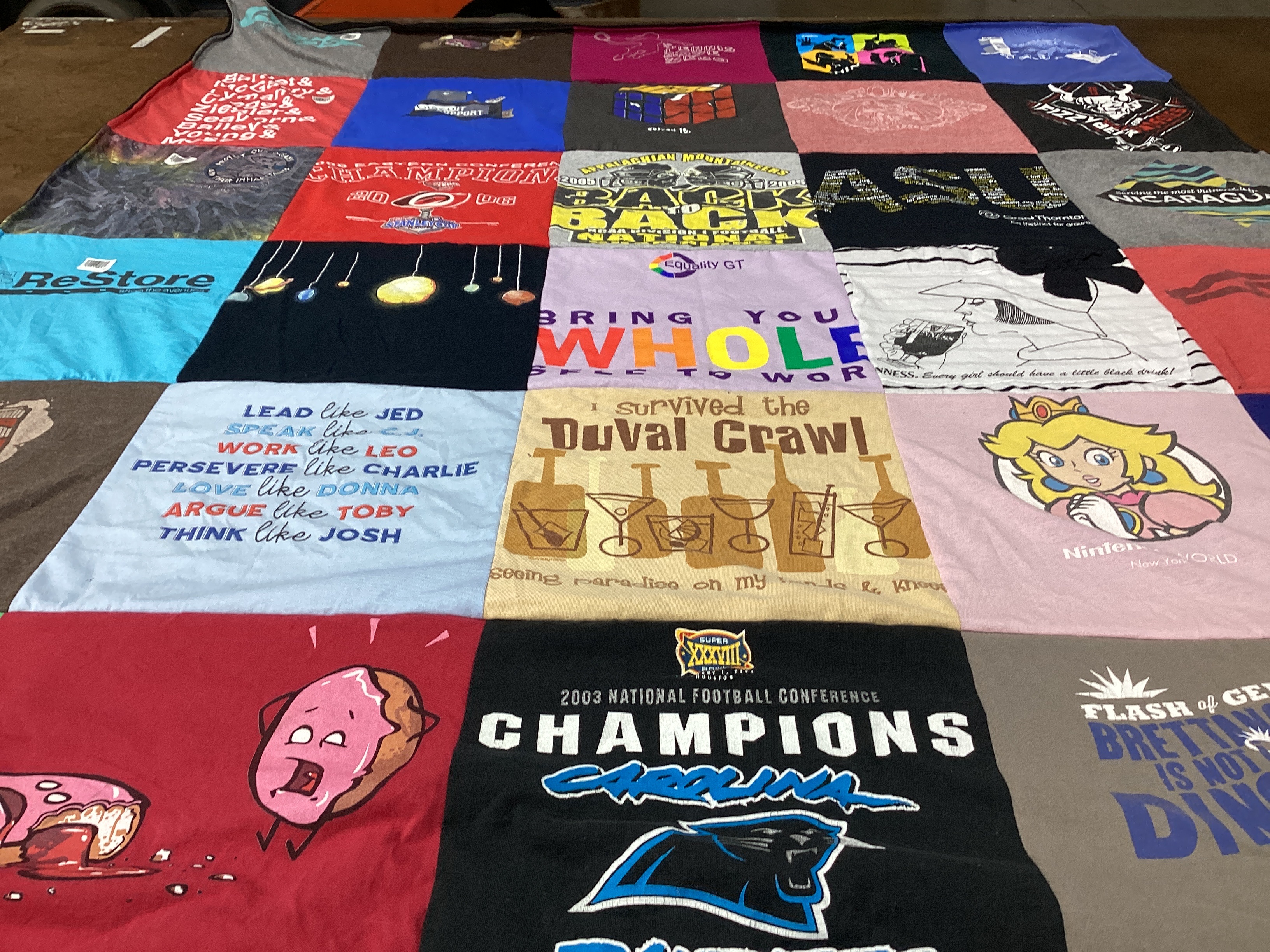 T-shirt quilt featuring carolina panthers by Gayathri from PA