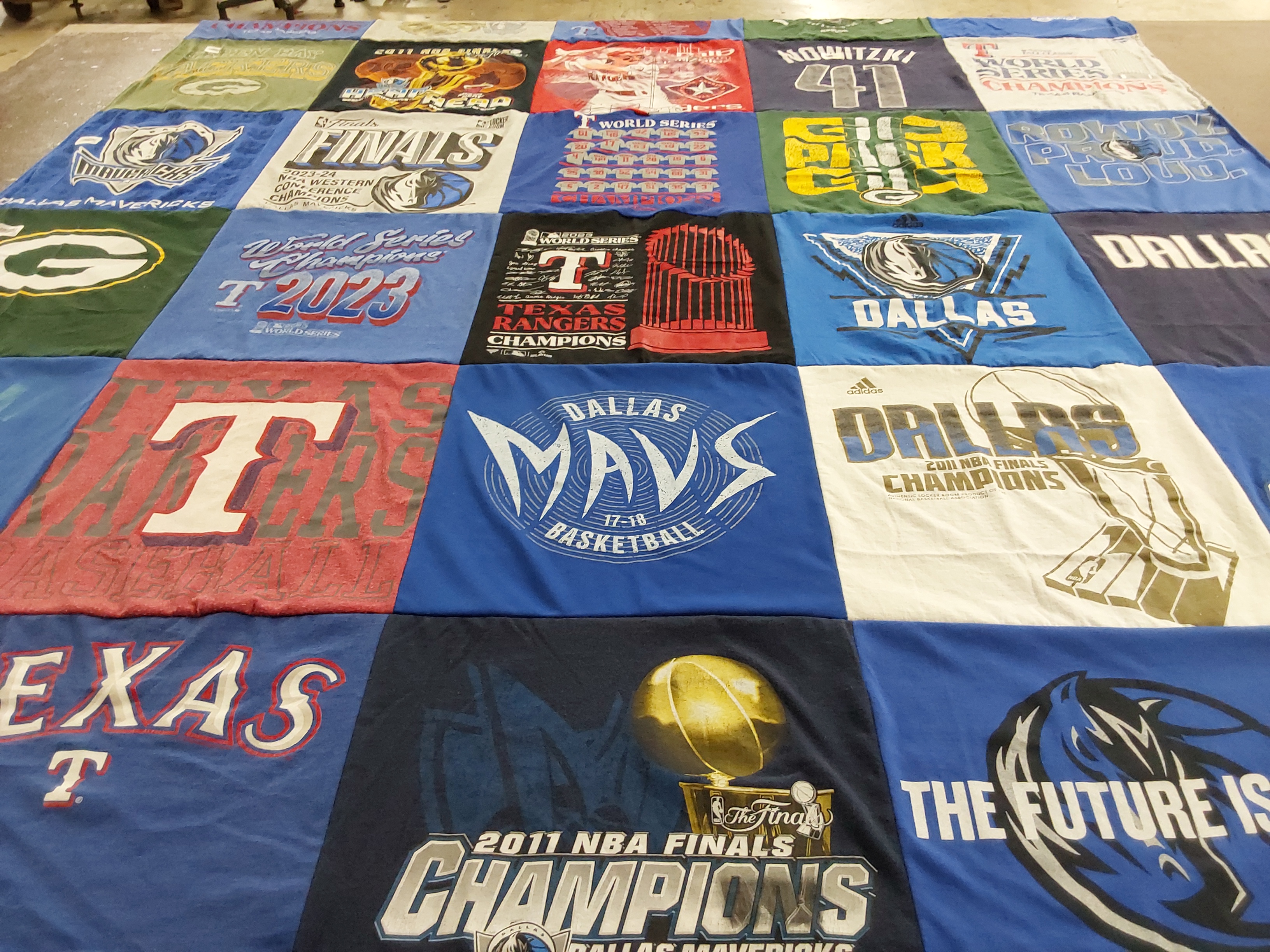 T-shirt quilt featuring dallas mavericks, texas rangers by Ashley from TX