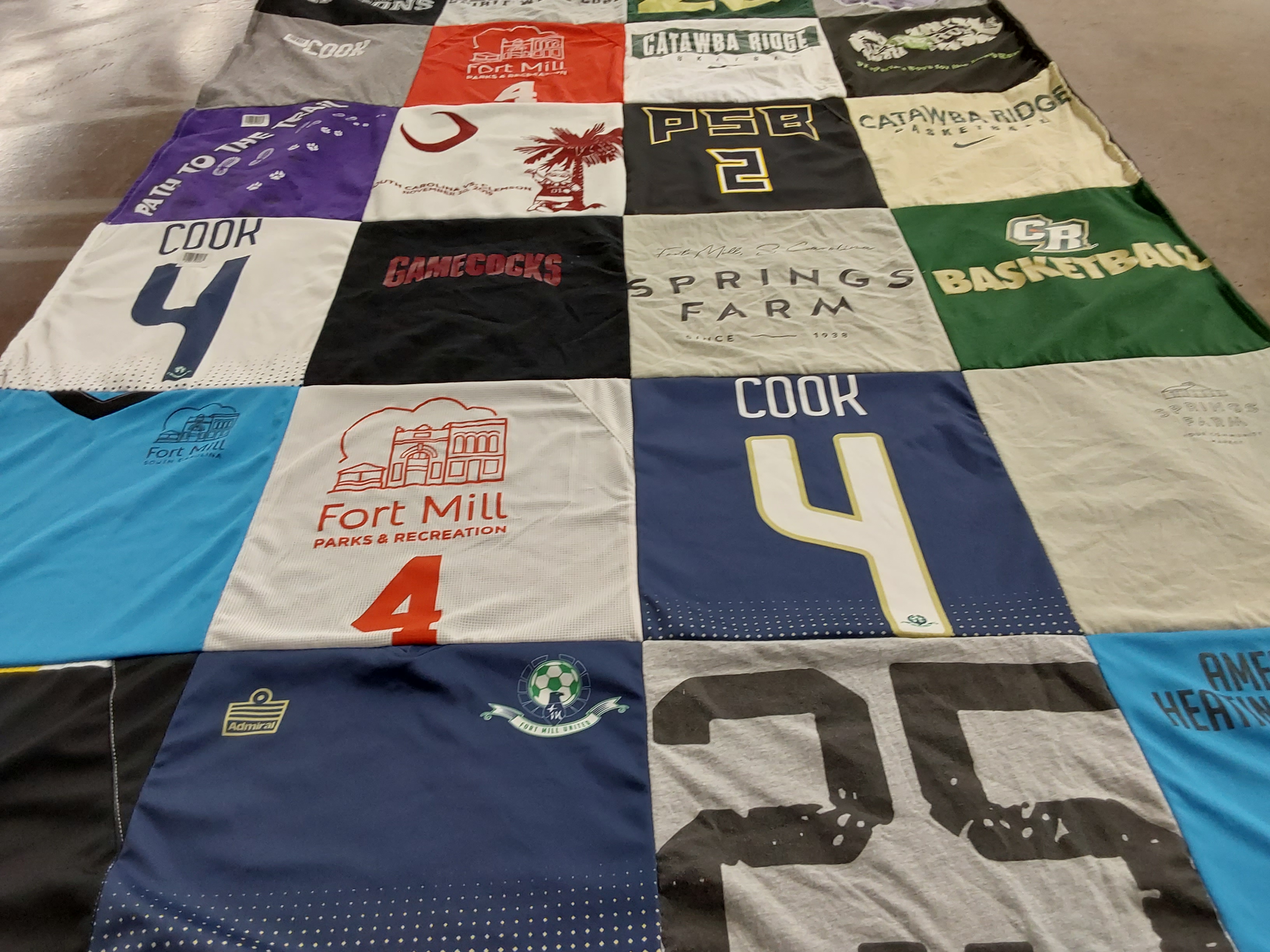 T-shirt quilt featuring gamecocks, catawba ridge basketball by Lisa from SC