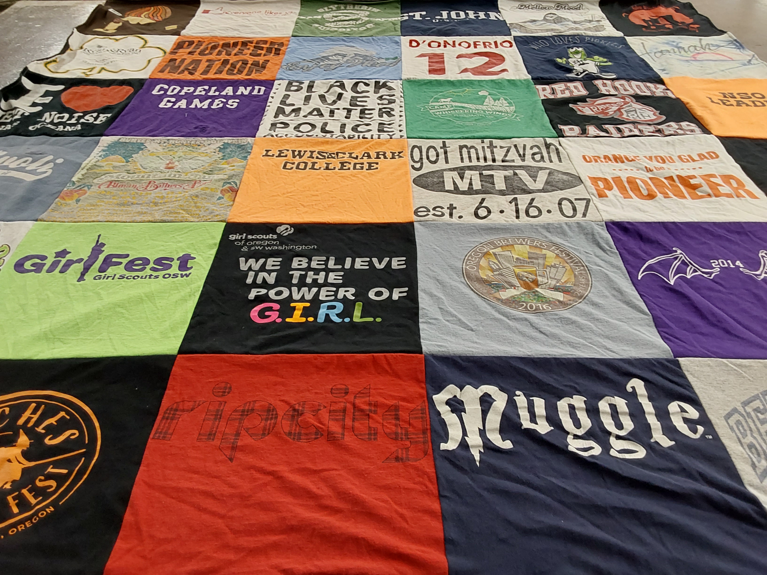 T-shirt quilt featuring red hook dares by Hannah from NY