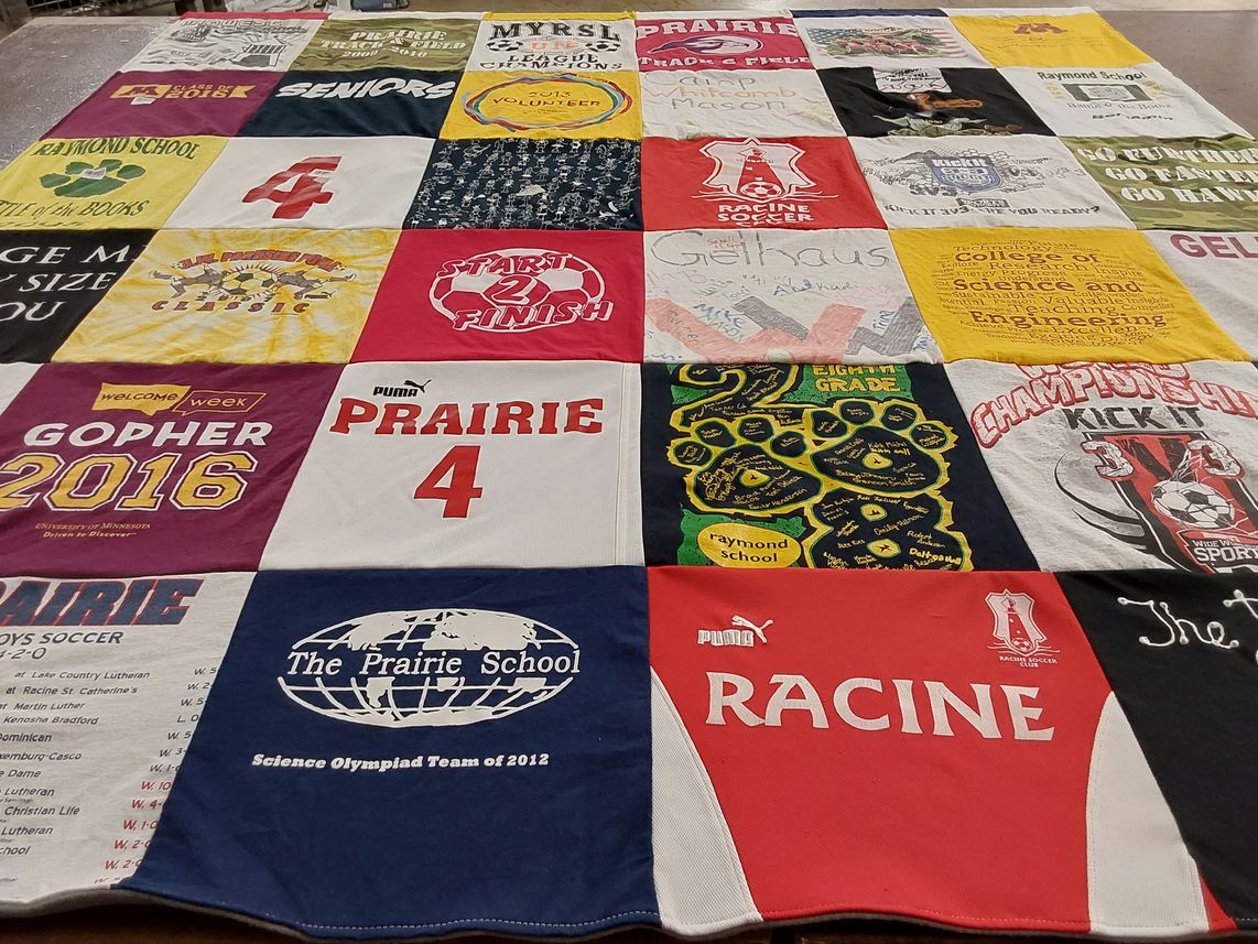 T-shirt quilt featuring racine boys soccer by linda from WI