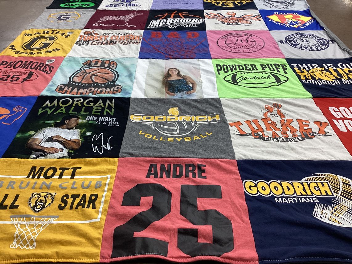 T-shirt quilt featuring goodrich martians by Dana from MI