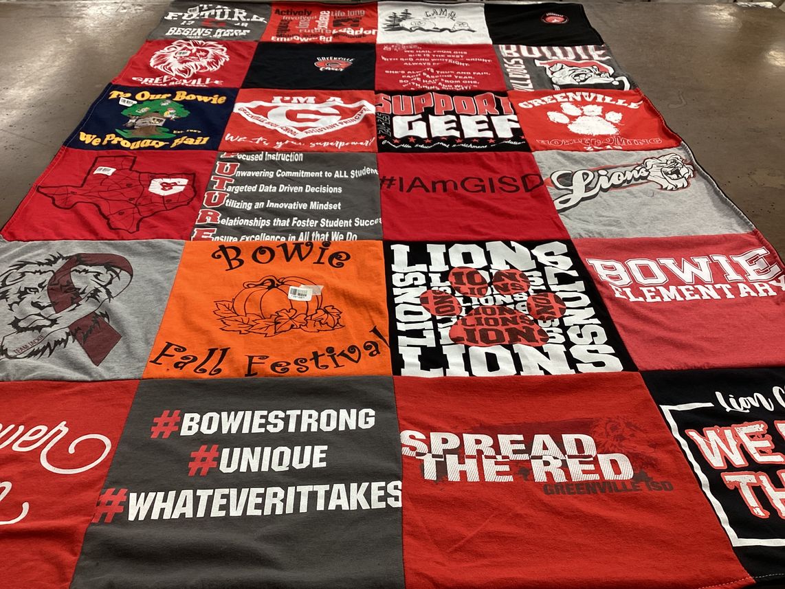 T-shirt quilt featuring bowie lions by Karen from TX