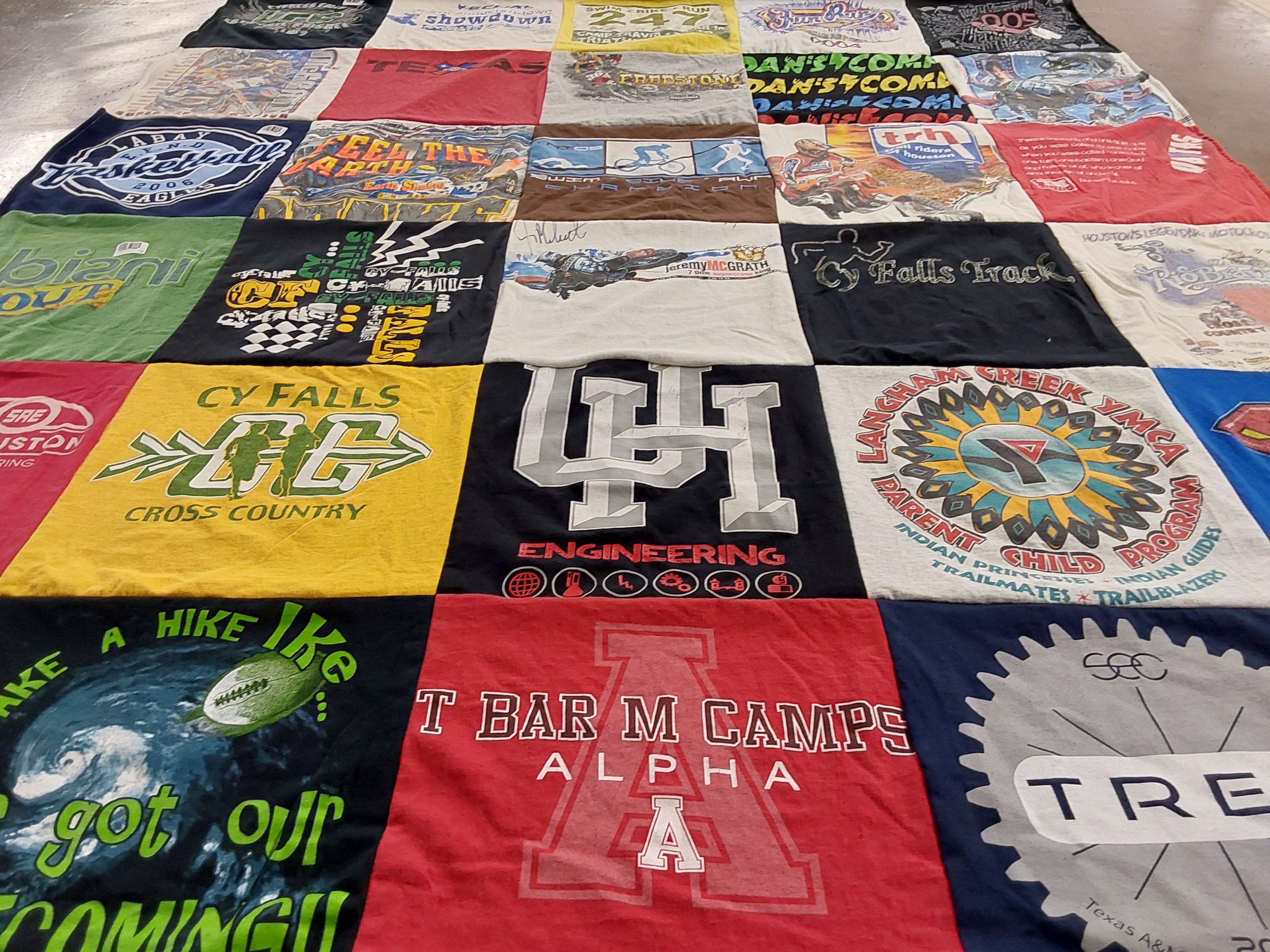 T-shirt quilt featuring cy falls cross country, cy falls track by Chloe from TX