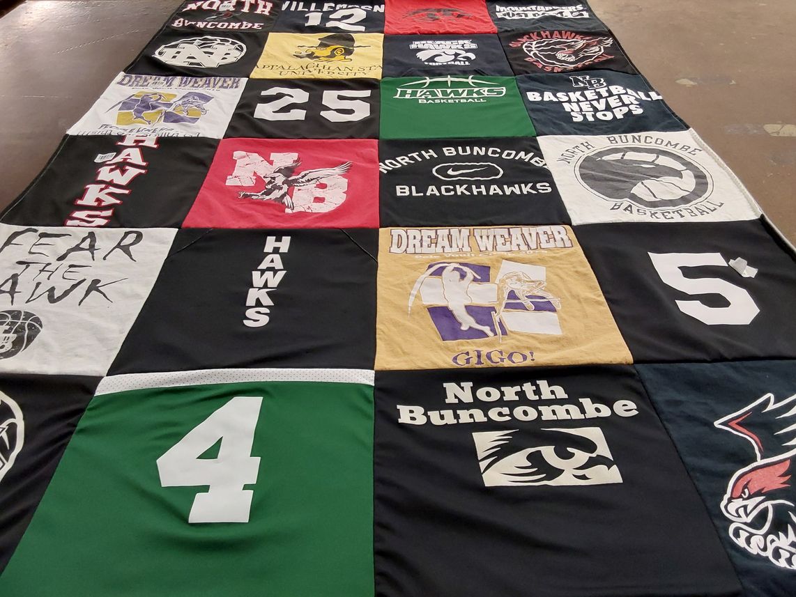 T-shirt quilt featuring north buncombe blackhawks by Gena from NC