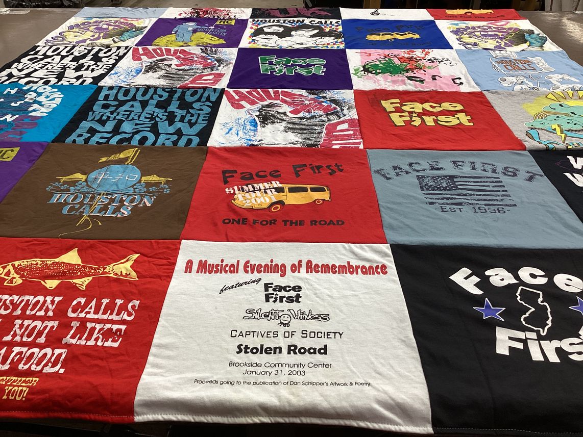 T-shirt quilt with music, community events themes by Alyson from NJ