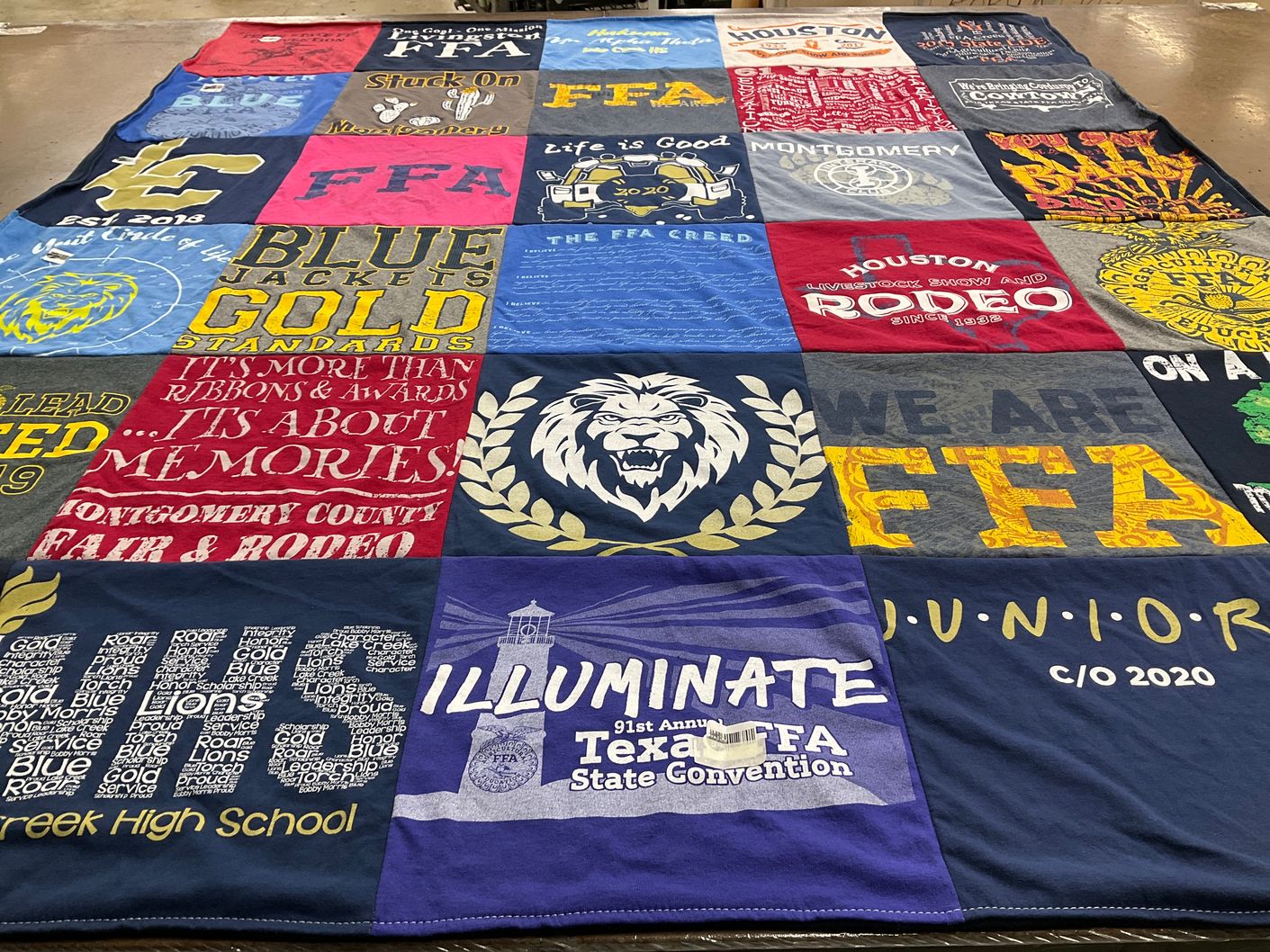 T-shirt quilt from creek high school by Teri from TX