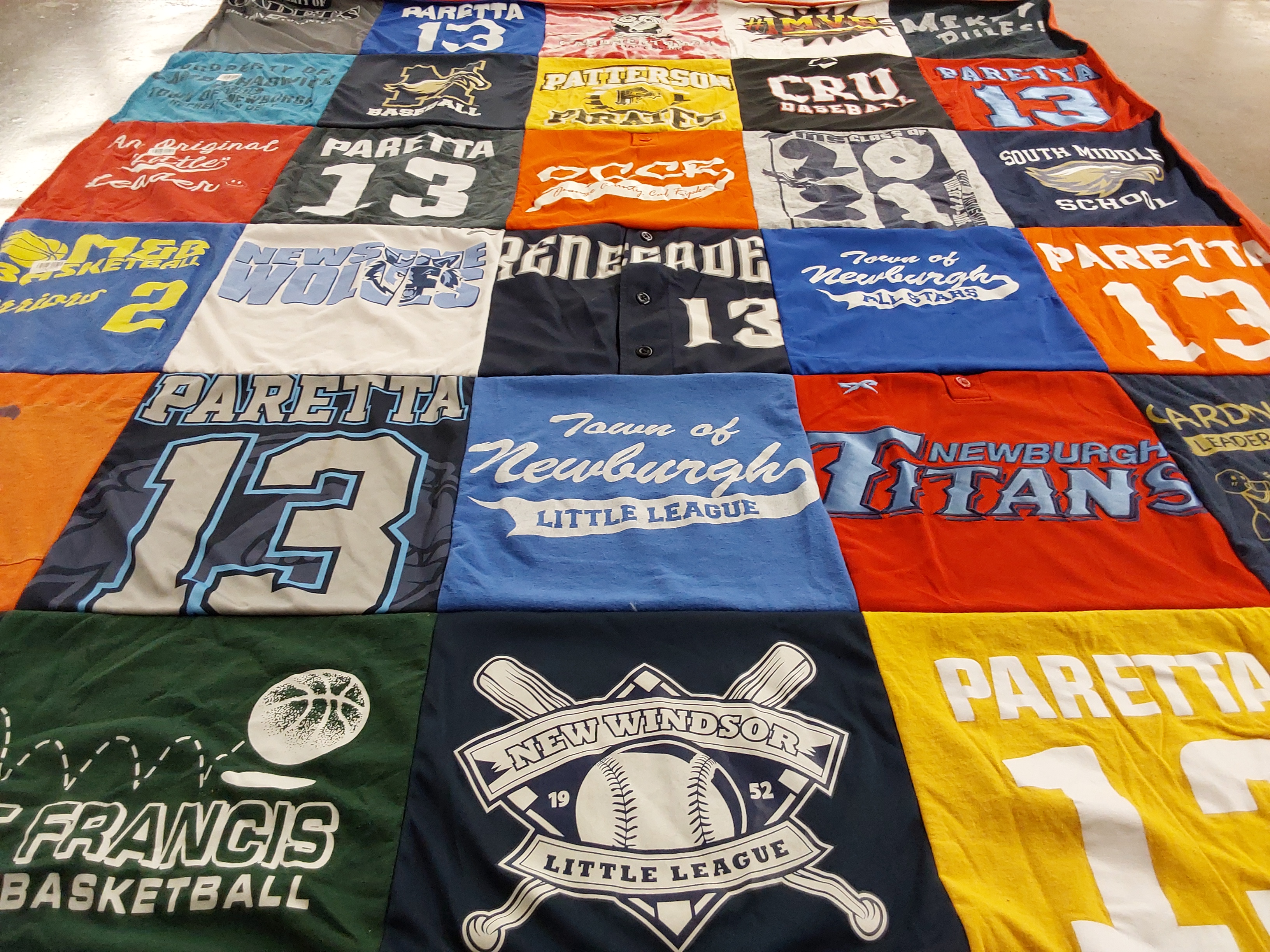 T-shirt quilt featuring newburgh titans, south middle titans by Joanne from FL