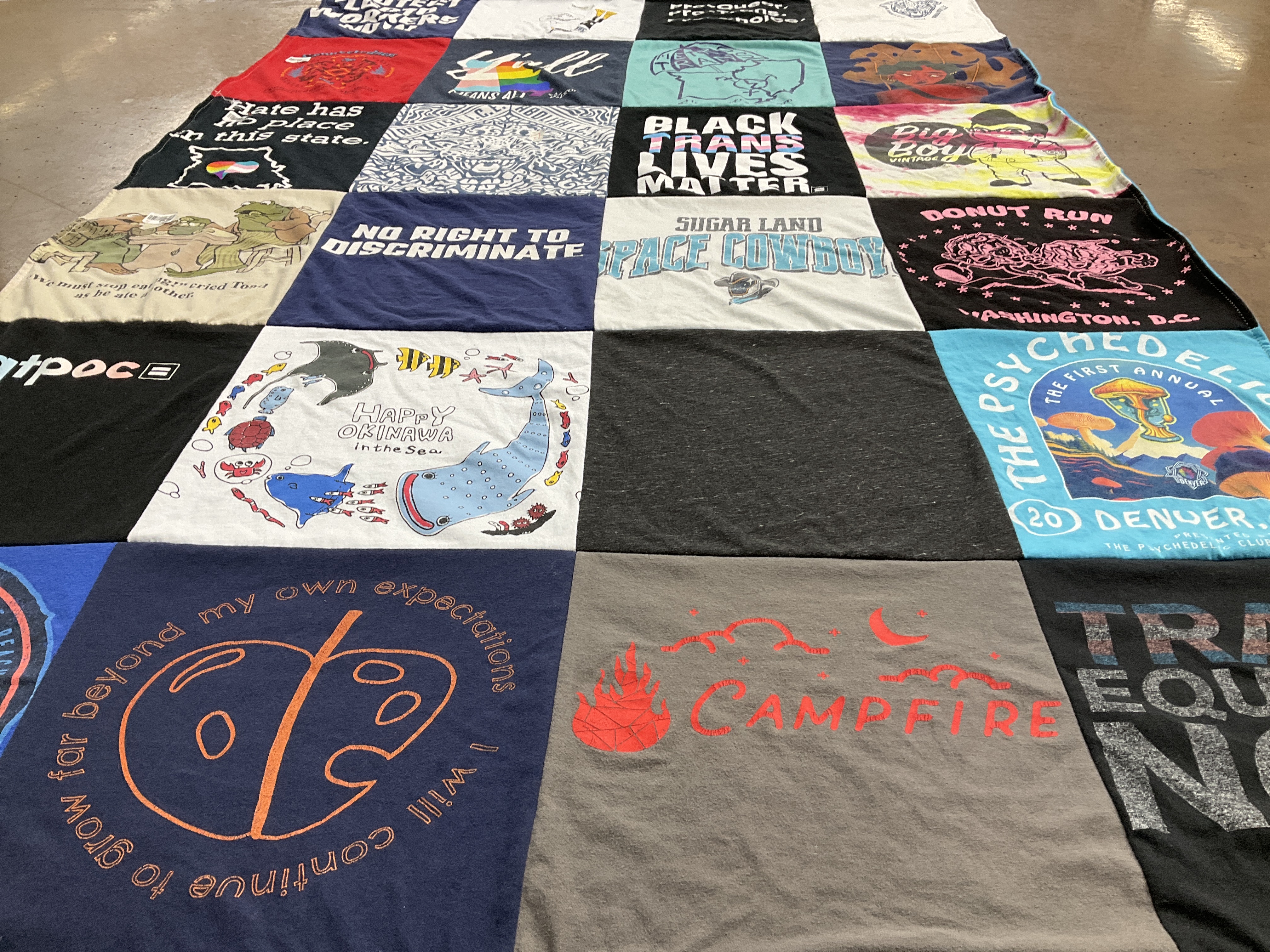 T-shirt quilt featuring sugar land race cowboys by Dan from CO