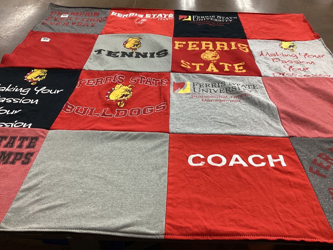 T-shirt quilt featuring ferris state university tennis team by Kennedy from MI