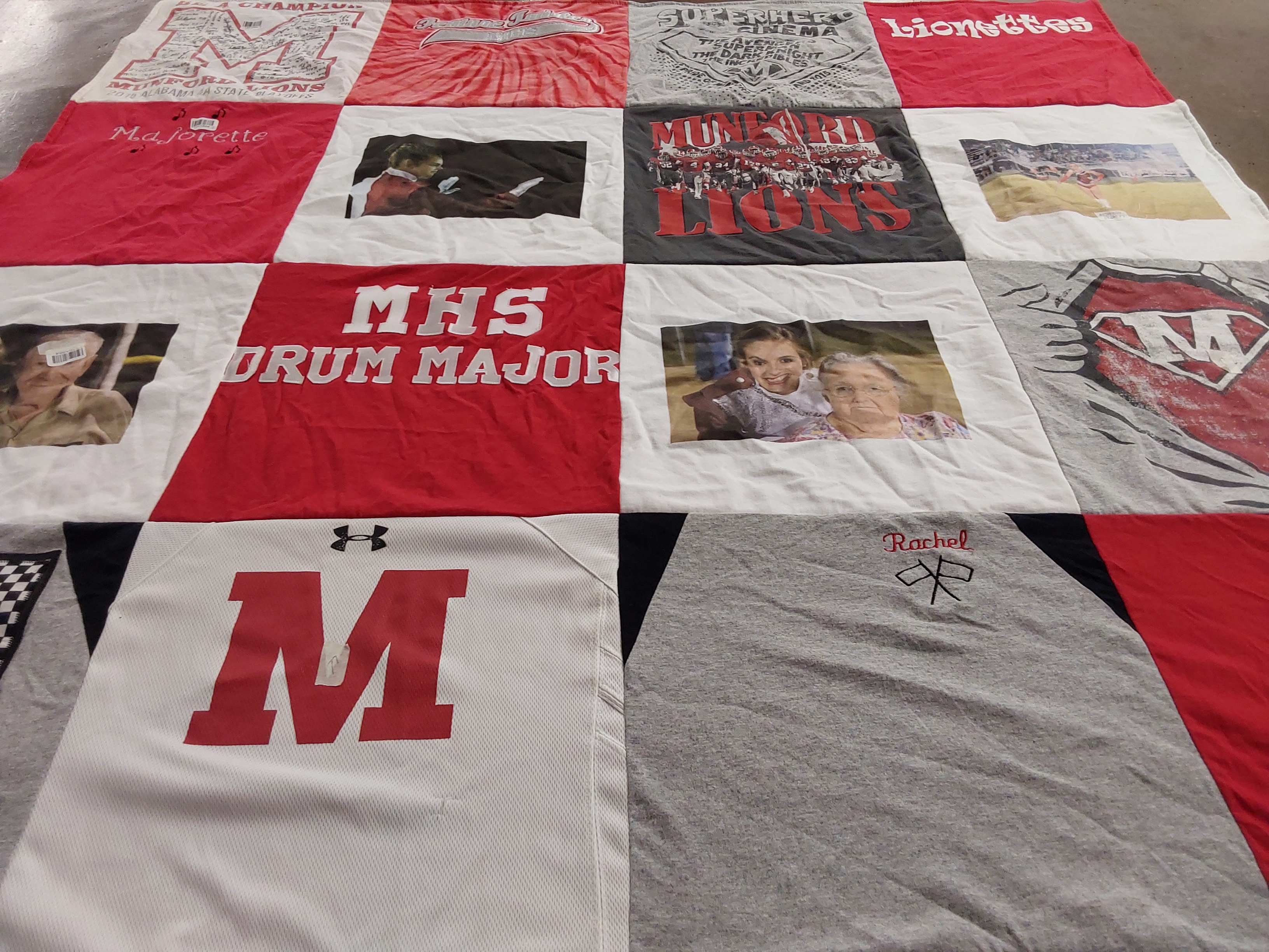 T-shirt quilt featuring munford lions by Rachel from AL
