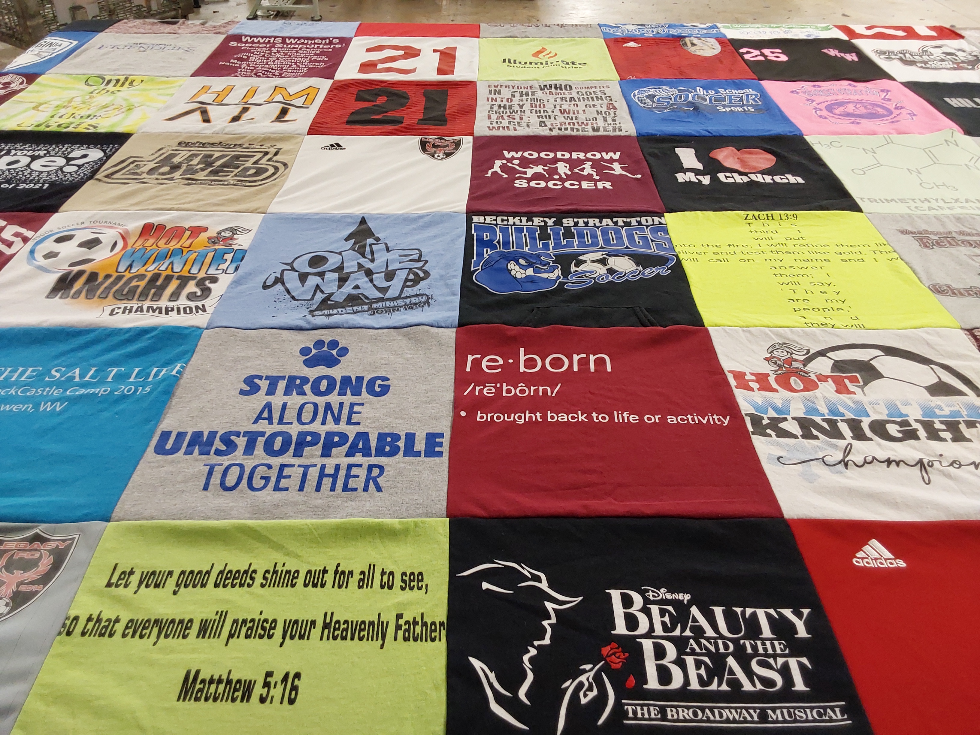 T-shirt quilt featuring beckley stratton middle school soccer, woodrow wilson high school soccer by Kaylee from WV