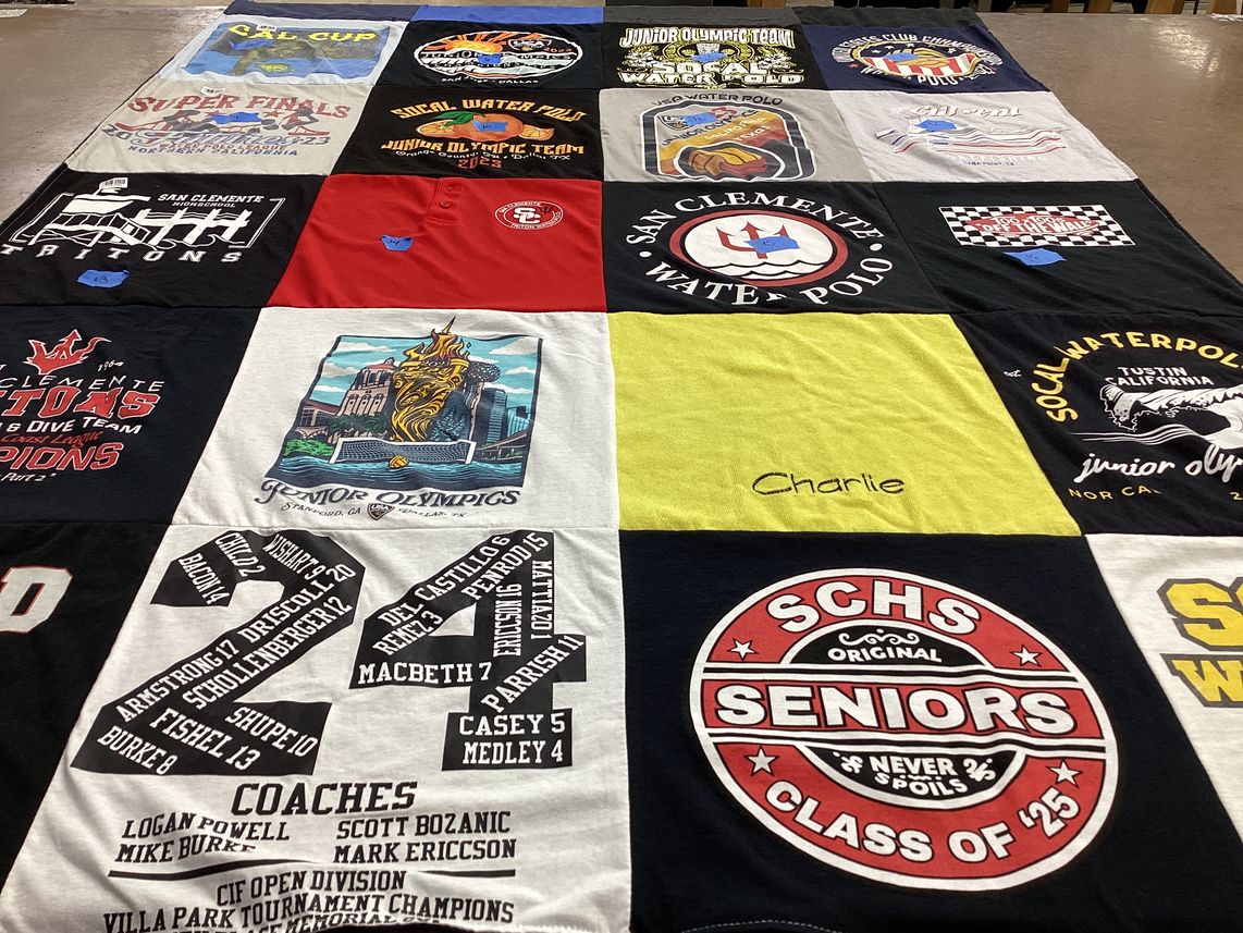 T-shirt quilt featuring san clemente water polo by Alicia from CA