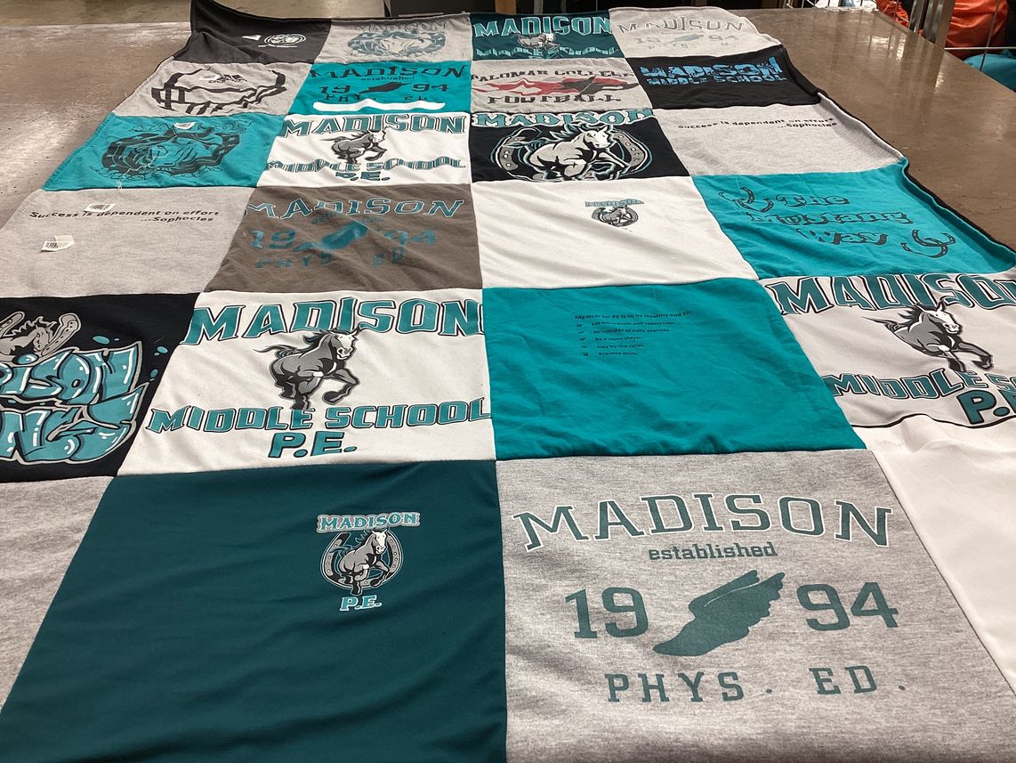 T-shirt quilt from madison middle school by Morgan from CA