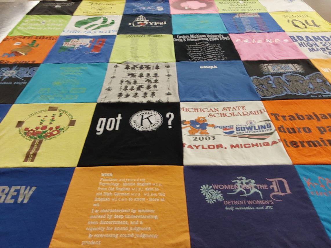 T-shirt quilt featuring michigan state university bowling team by Shaina from MI