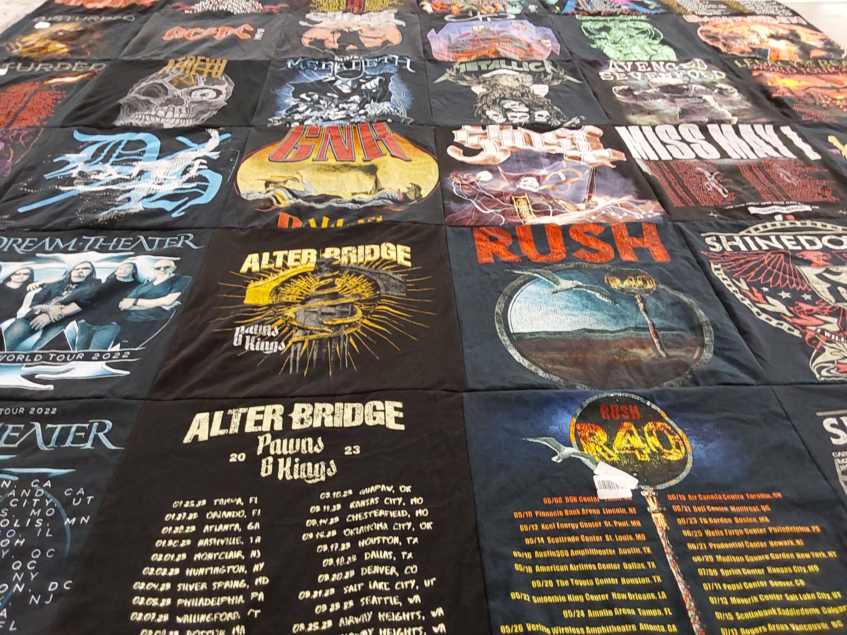 T-shirt quilt with music, rock music themes by Aaron from TX