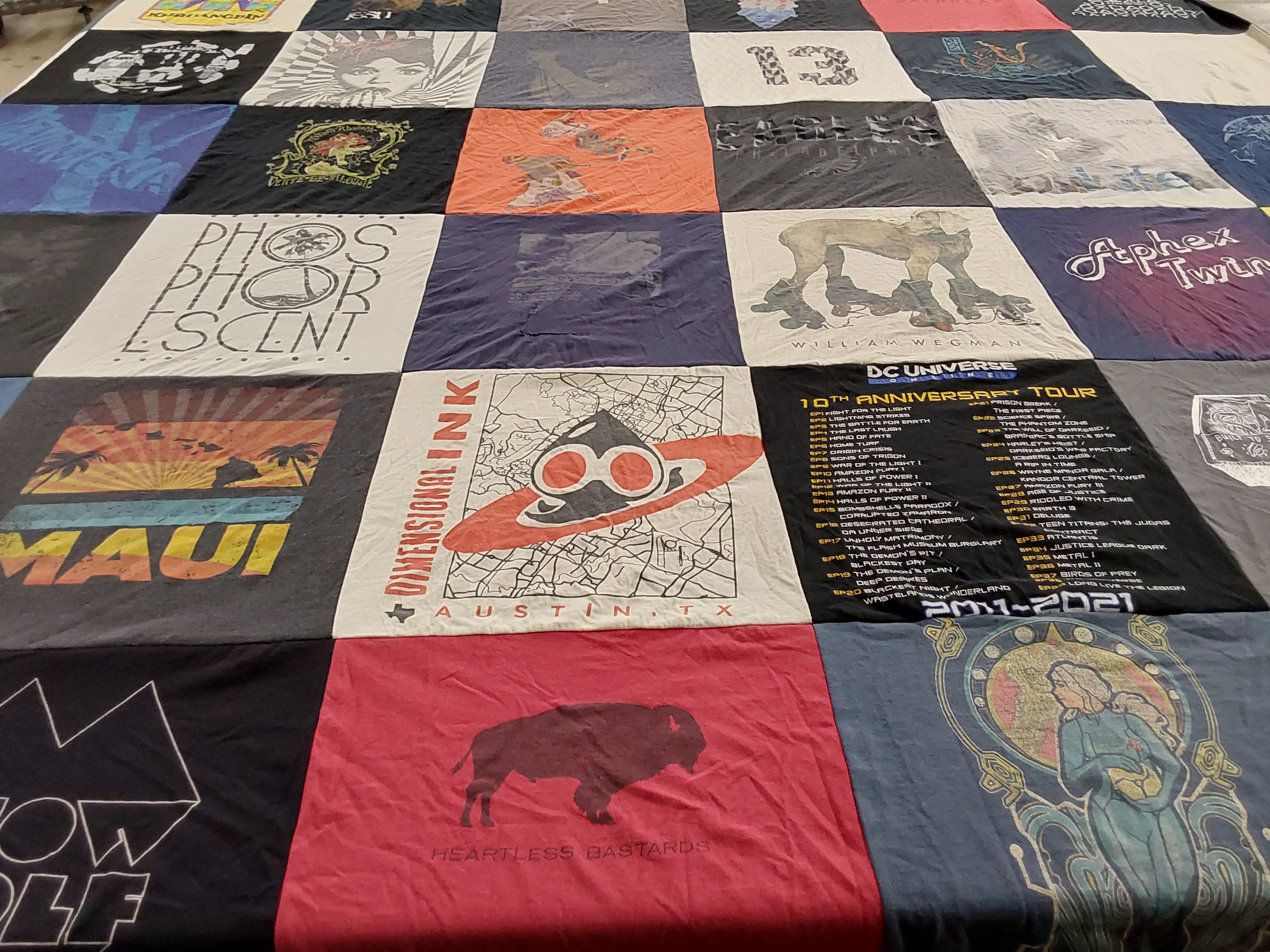T-shirt quilt with music, art themes by GEOFFREY from TX