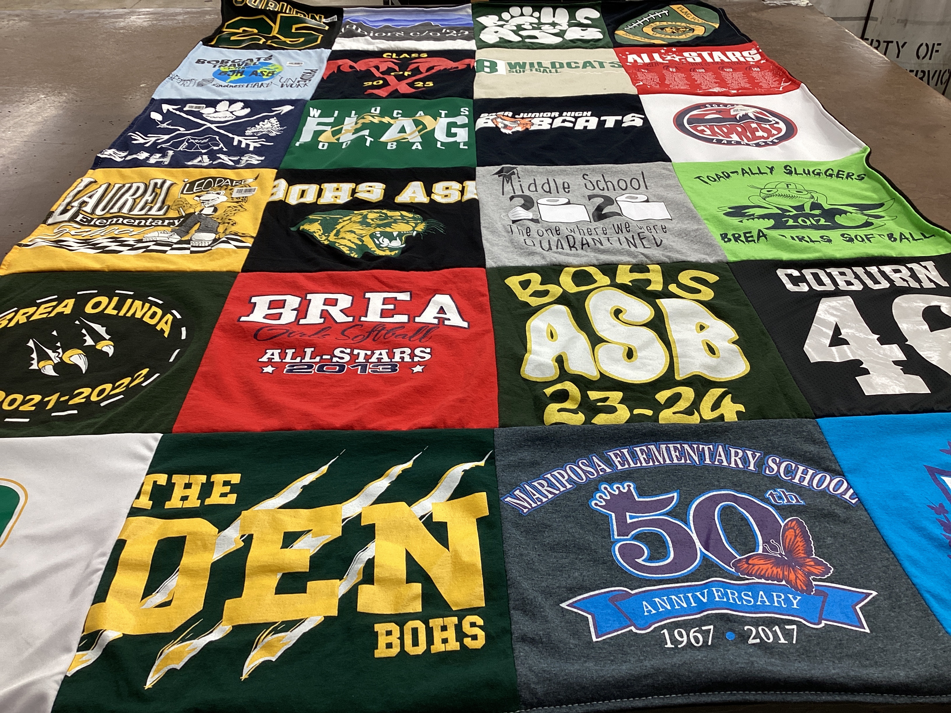 T-shirt quilt featuring brea girls softball, bobcats by Daryn from CA