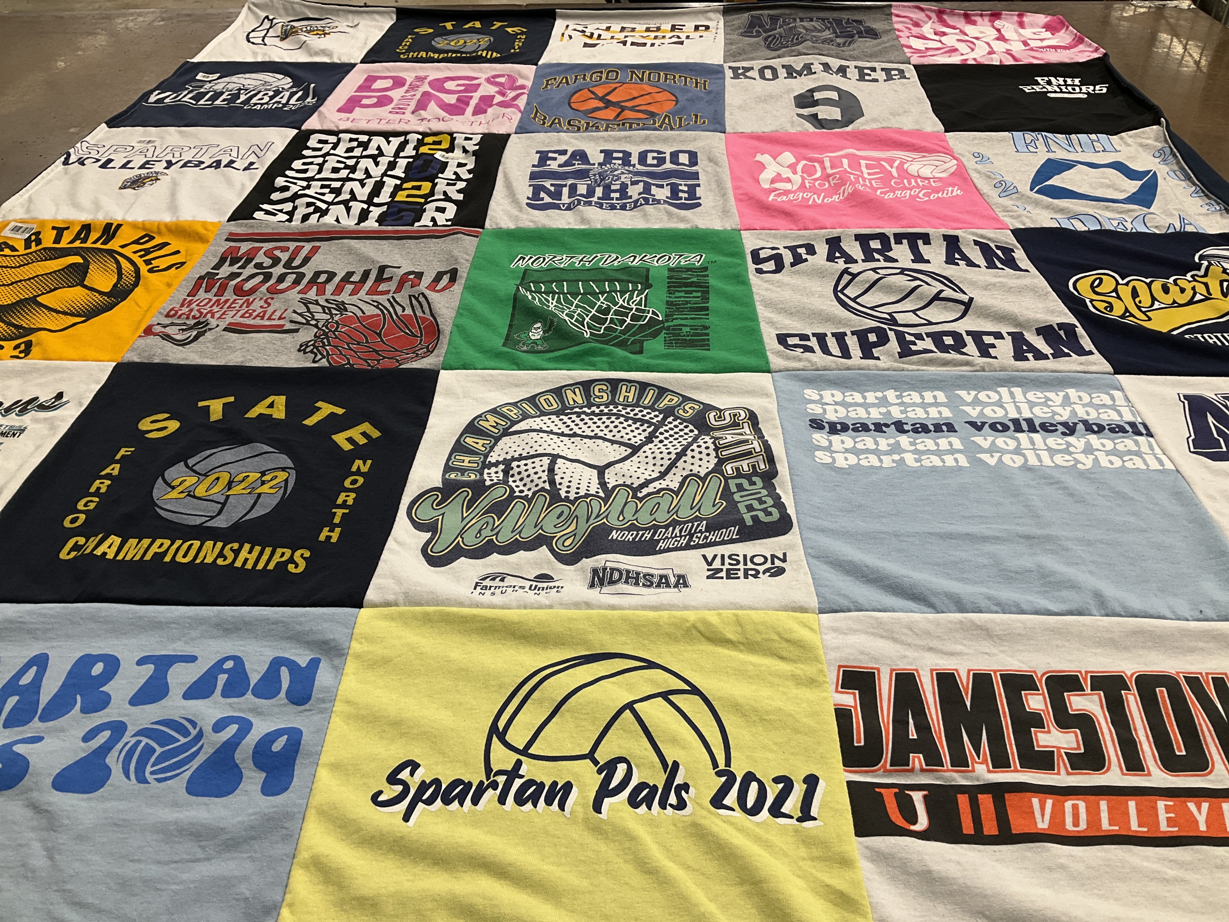 T-shirt quilt featuring spartan volleyball, fargo north by Michelle from ND