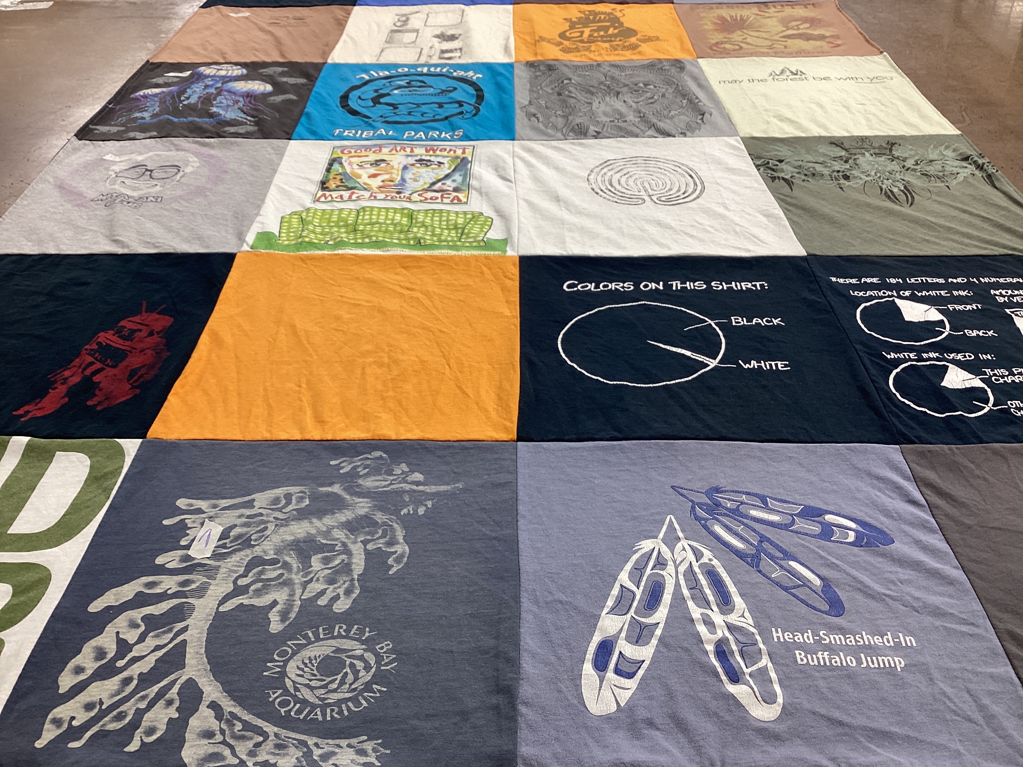 T-shirt quilt with art, nature themes by Kit from CA