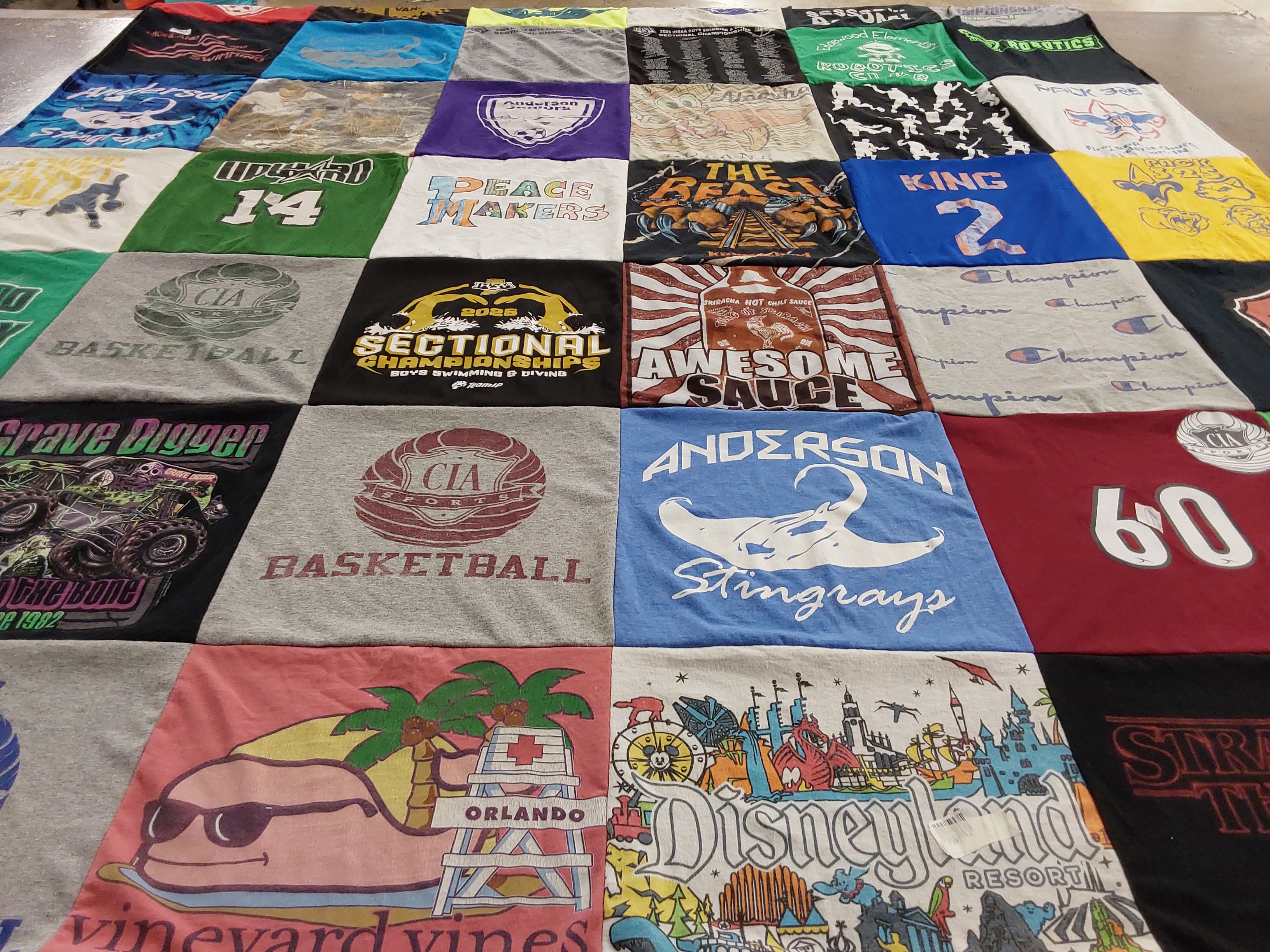 T-shirt quilt featuring anderson stingrays by Jennifer from IN
