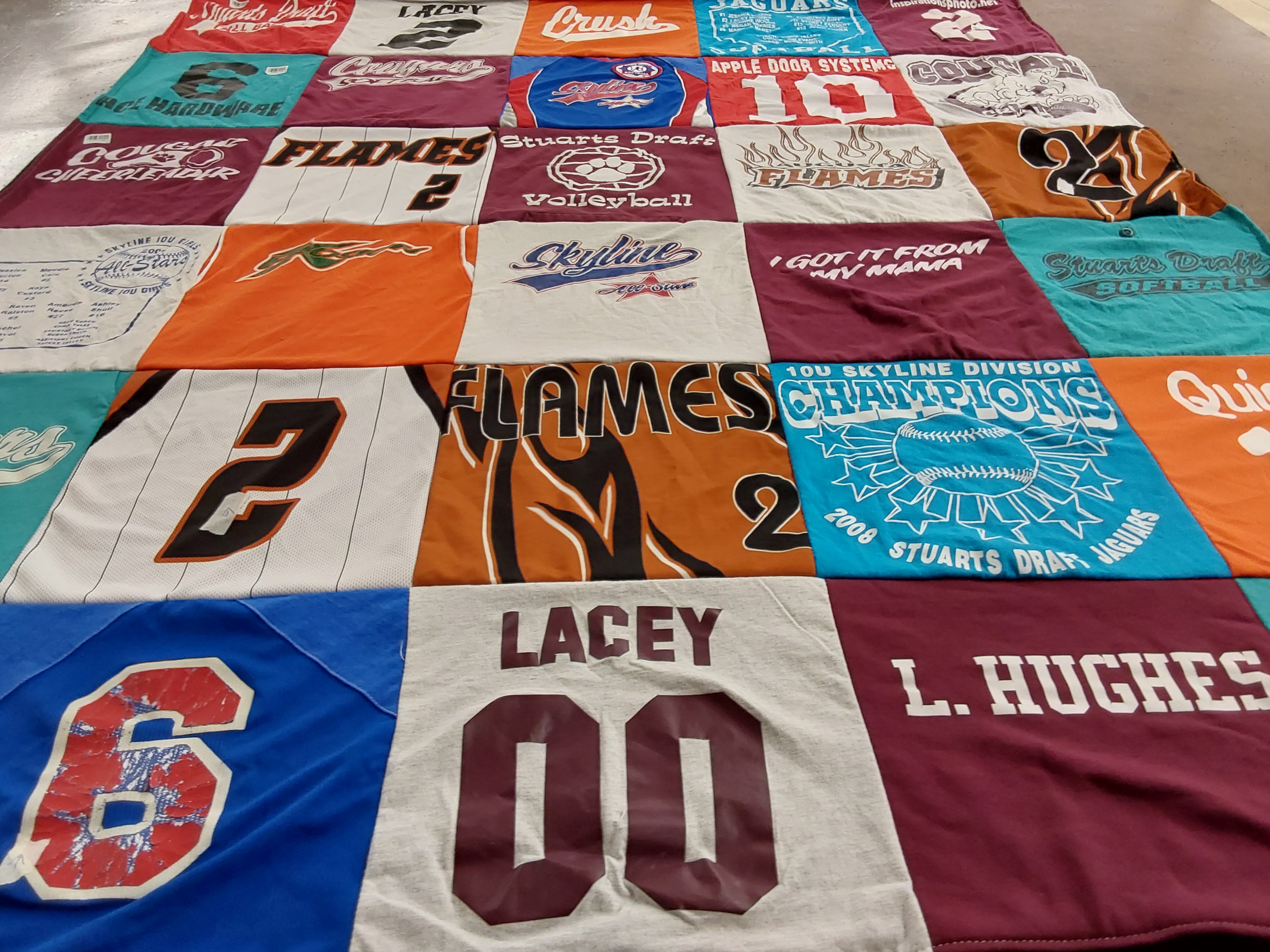 T-shirt quilt featuring stuarts draft jaguars by Lacey from VA