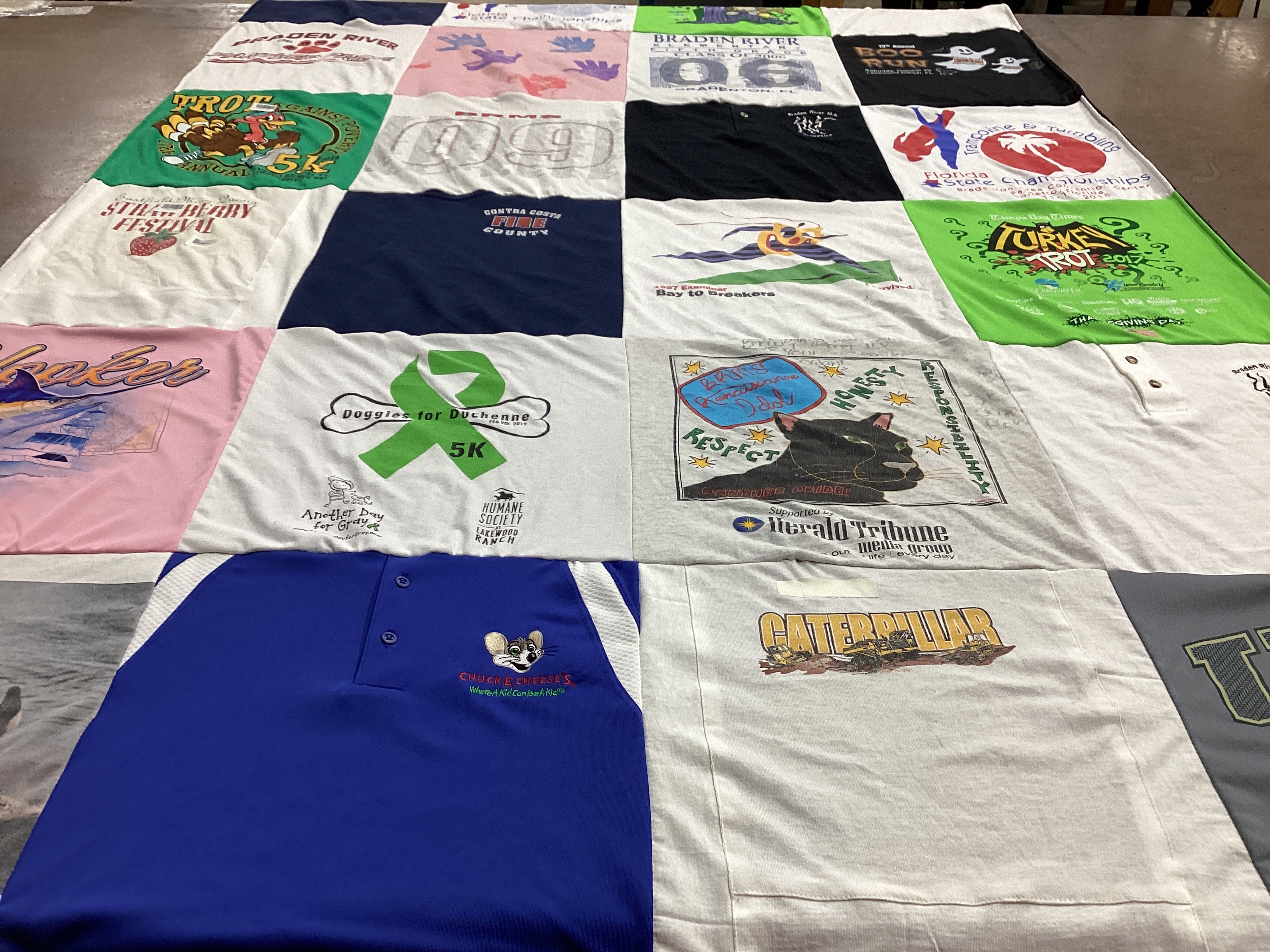 T-shirt quilt with charity, running themes by Patsy from FL