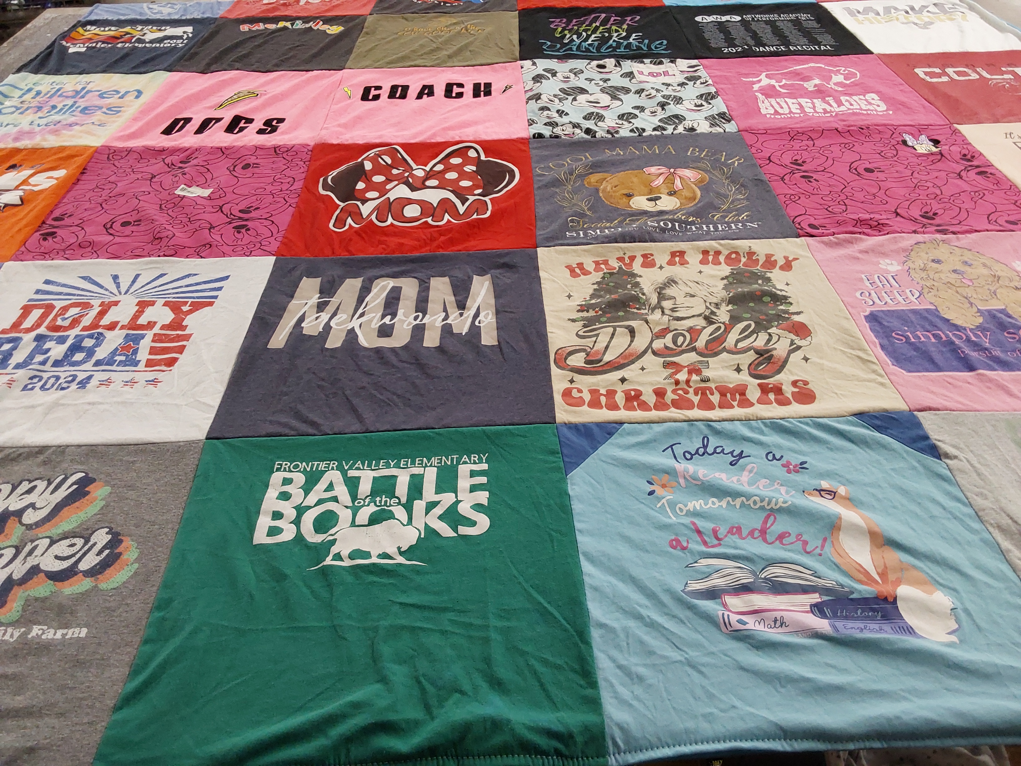 T-shirt quilt from frontier valley elementary school by Staci from CO
