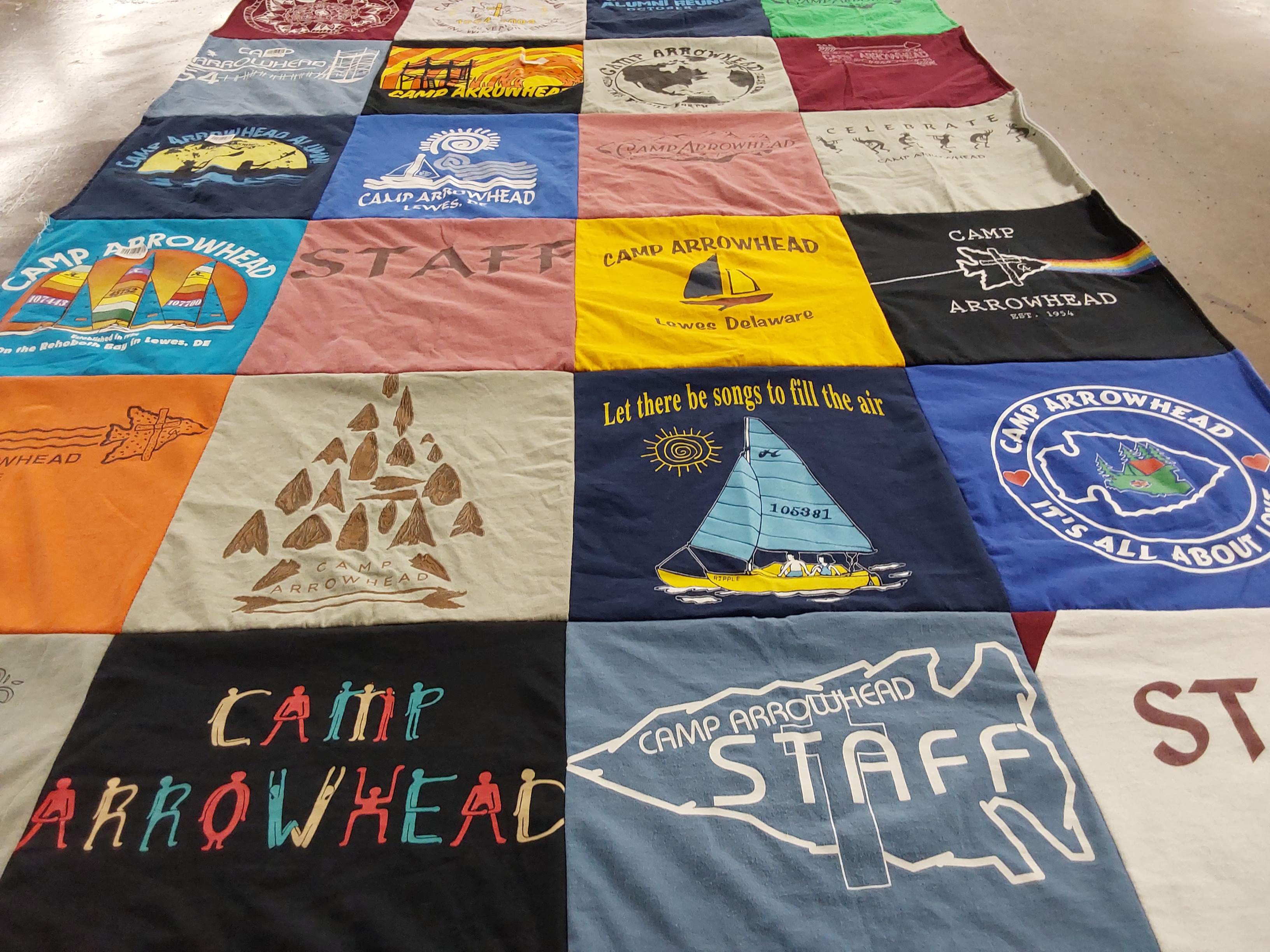 T-shirt quilt with camping, outdoors themes by Michelle from FL