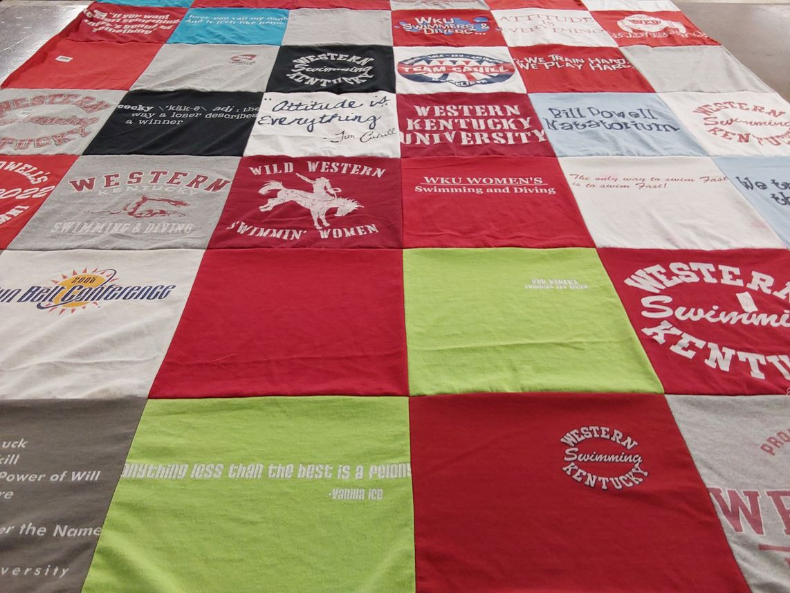 T-shirt quilt featuring western kentucky university swimming, western kentucky university diving by Joan from NC