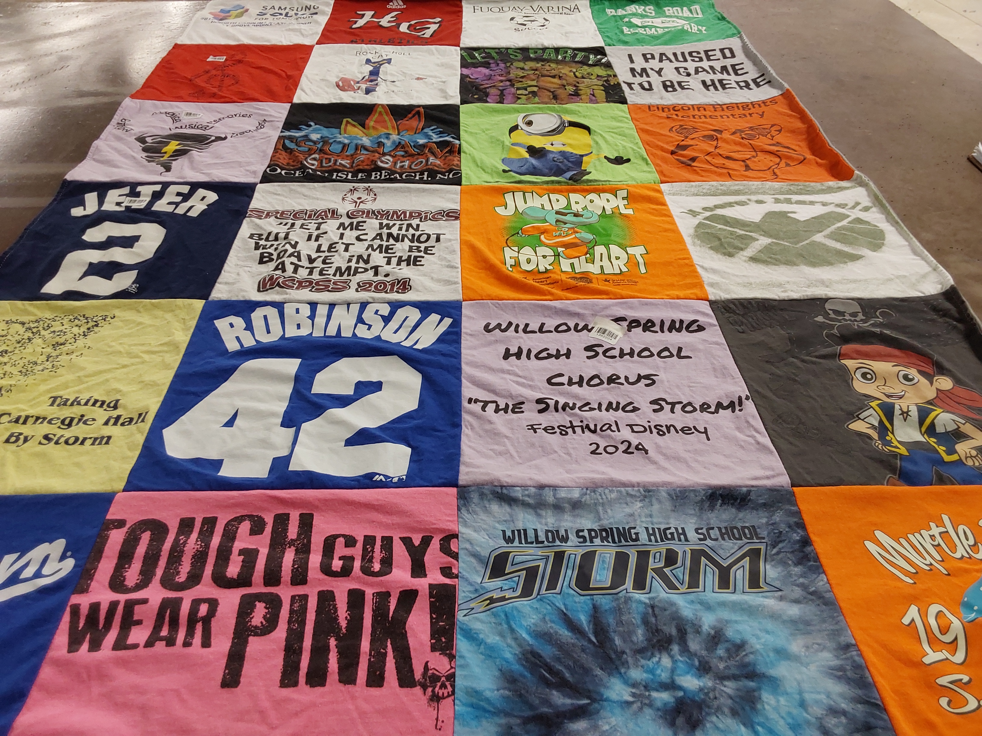 T-shirt quilt from willow spring high school by Maureen from NC