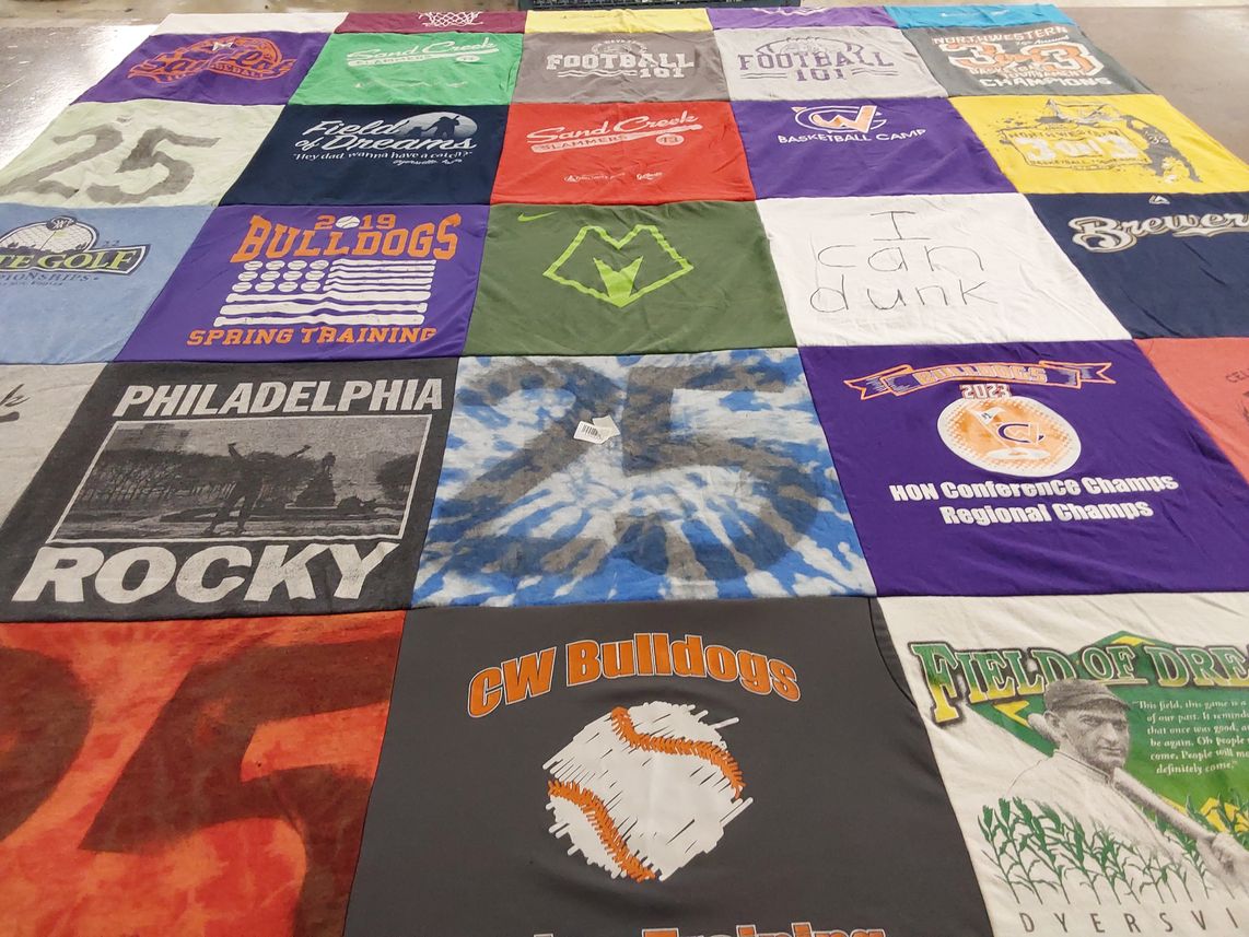T-shirt quilt featuring bulldogs by Teresa from WI