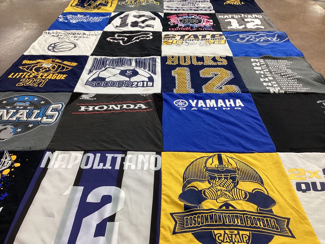T-shirt quilt featuring roscommon youth football, soccer team by Michelle from MI