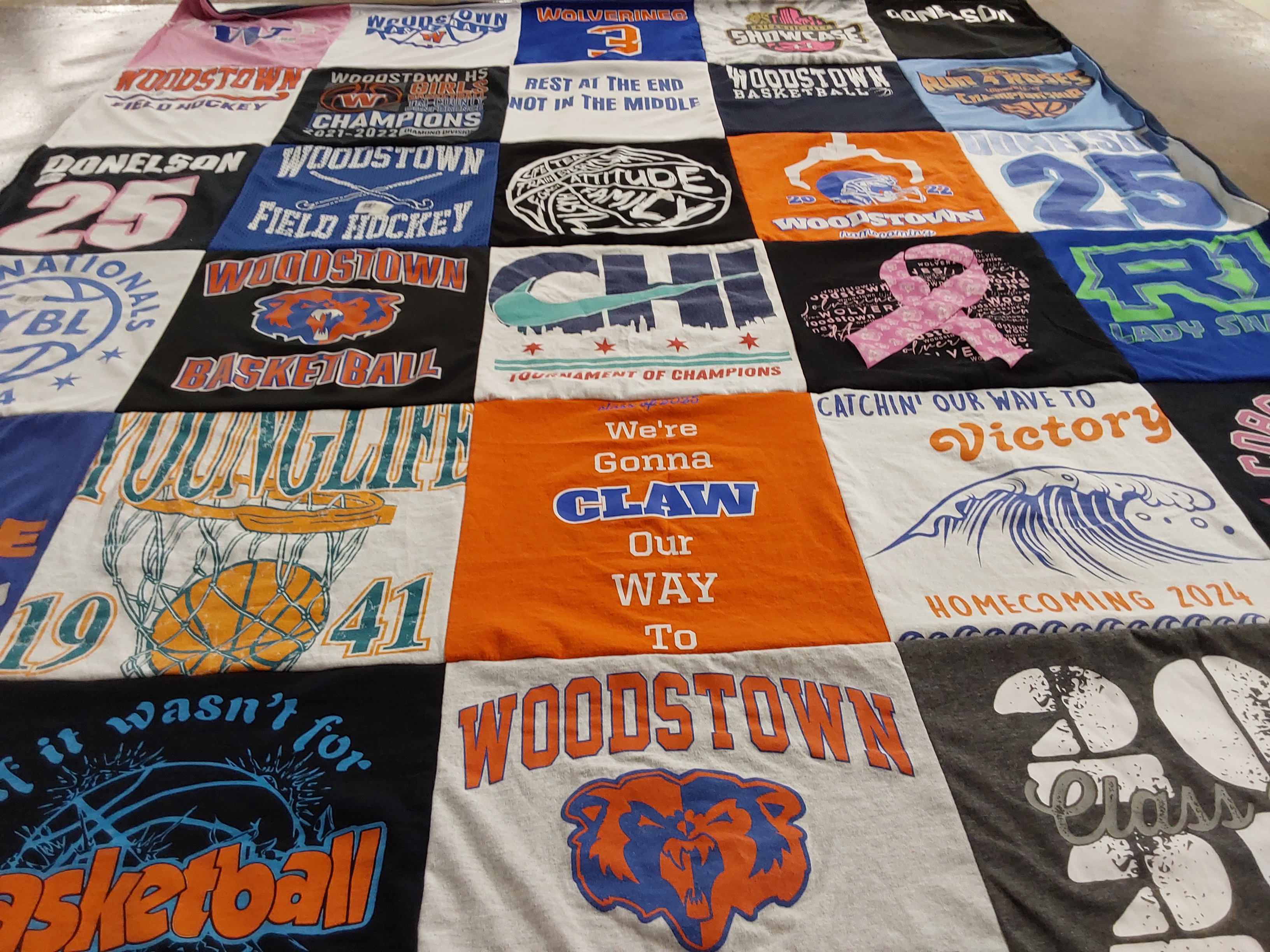 T-shirt quilt featuring woodstown basketball, woodstown field hockey by Nikki from NJ