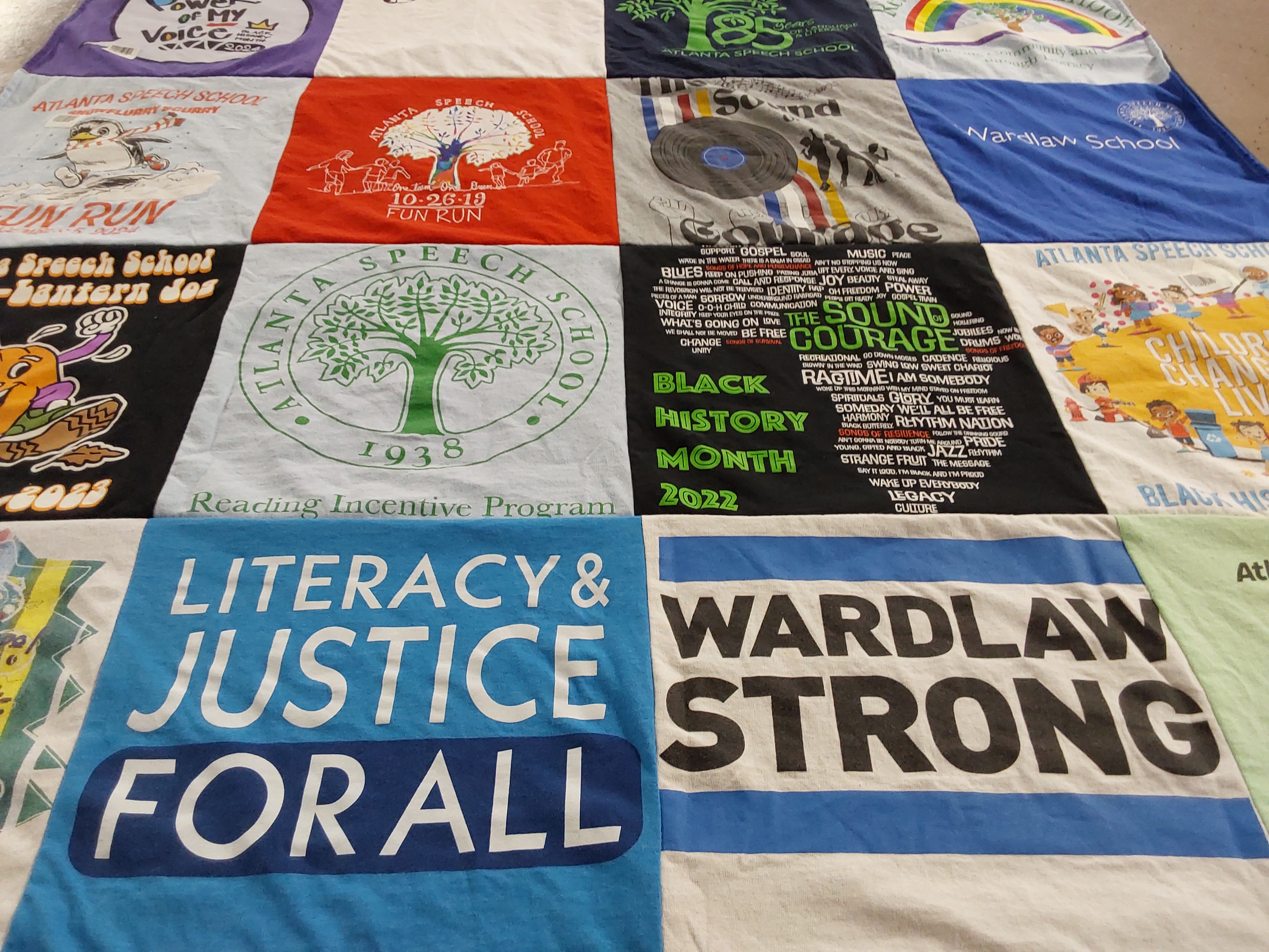 T-shirt quilt from atlanta speech school by Jane from GA